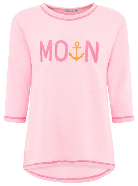 Zwillingsherz Damen 3/4 Arm Shirt Moin pink