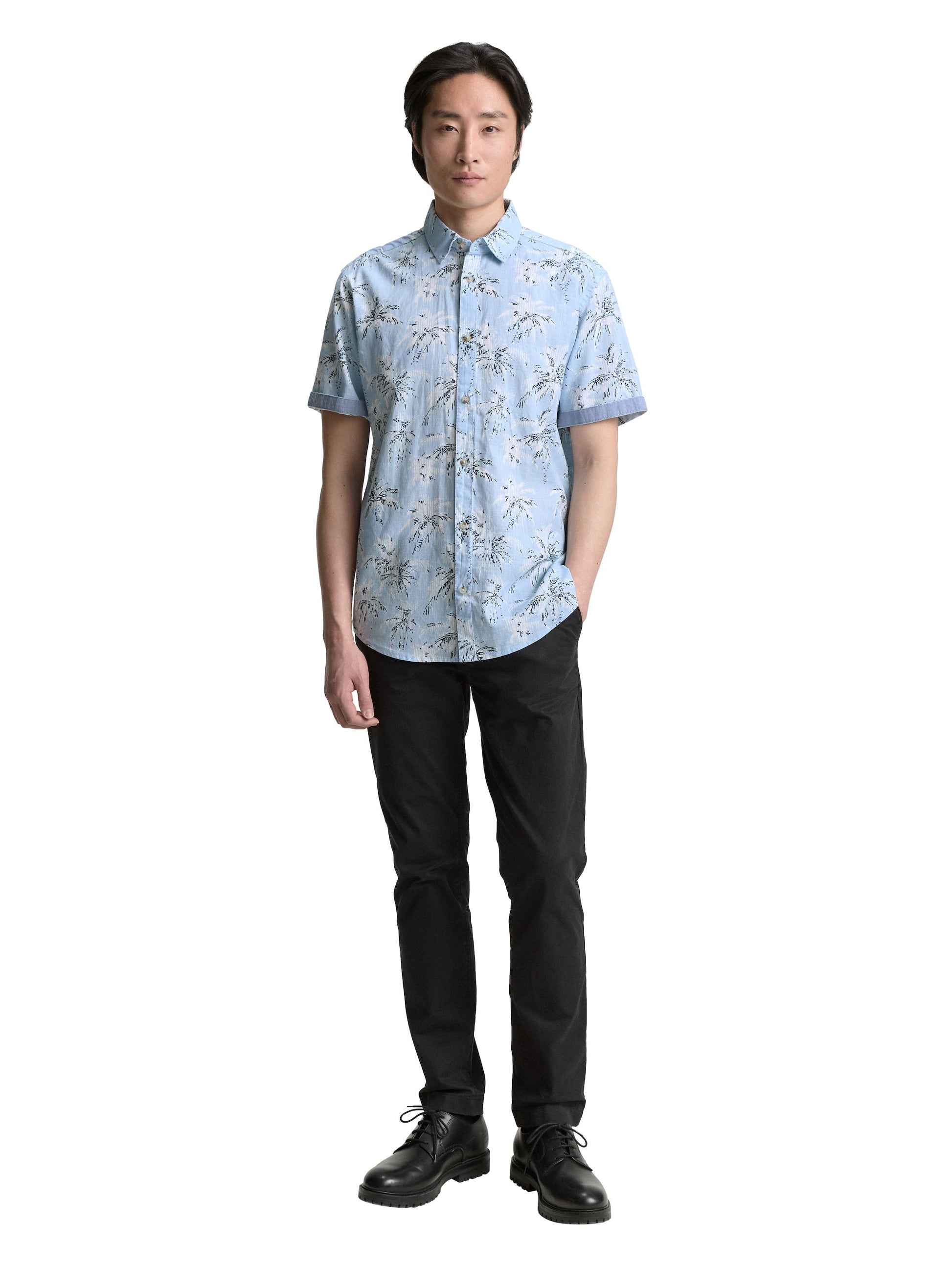 Tom Tailor Herren Kurzarmhemd blau