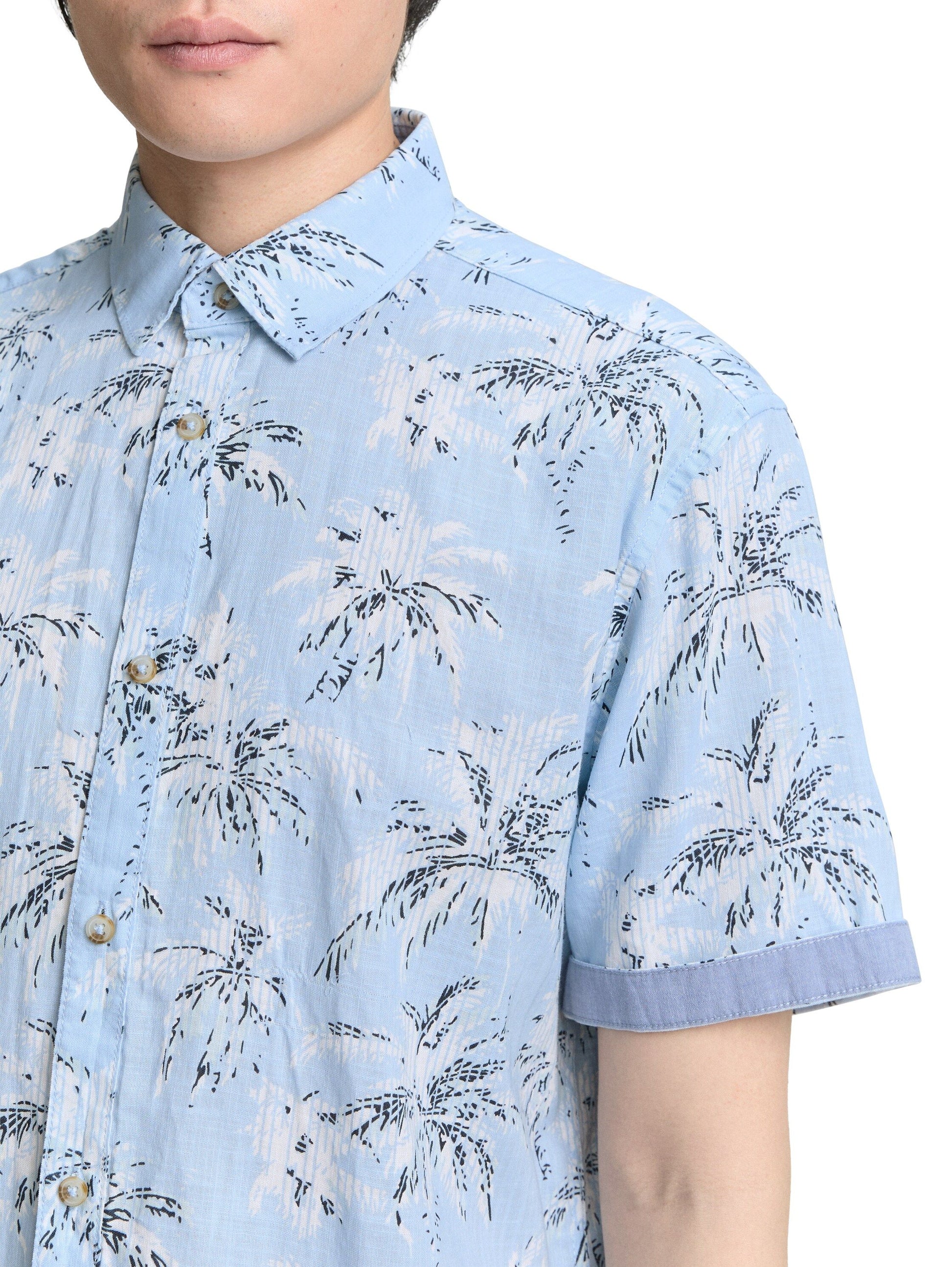 Tom Tailor Herren Kurzarmhemd blau