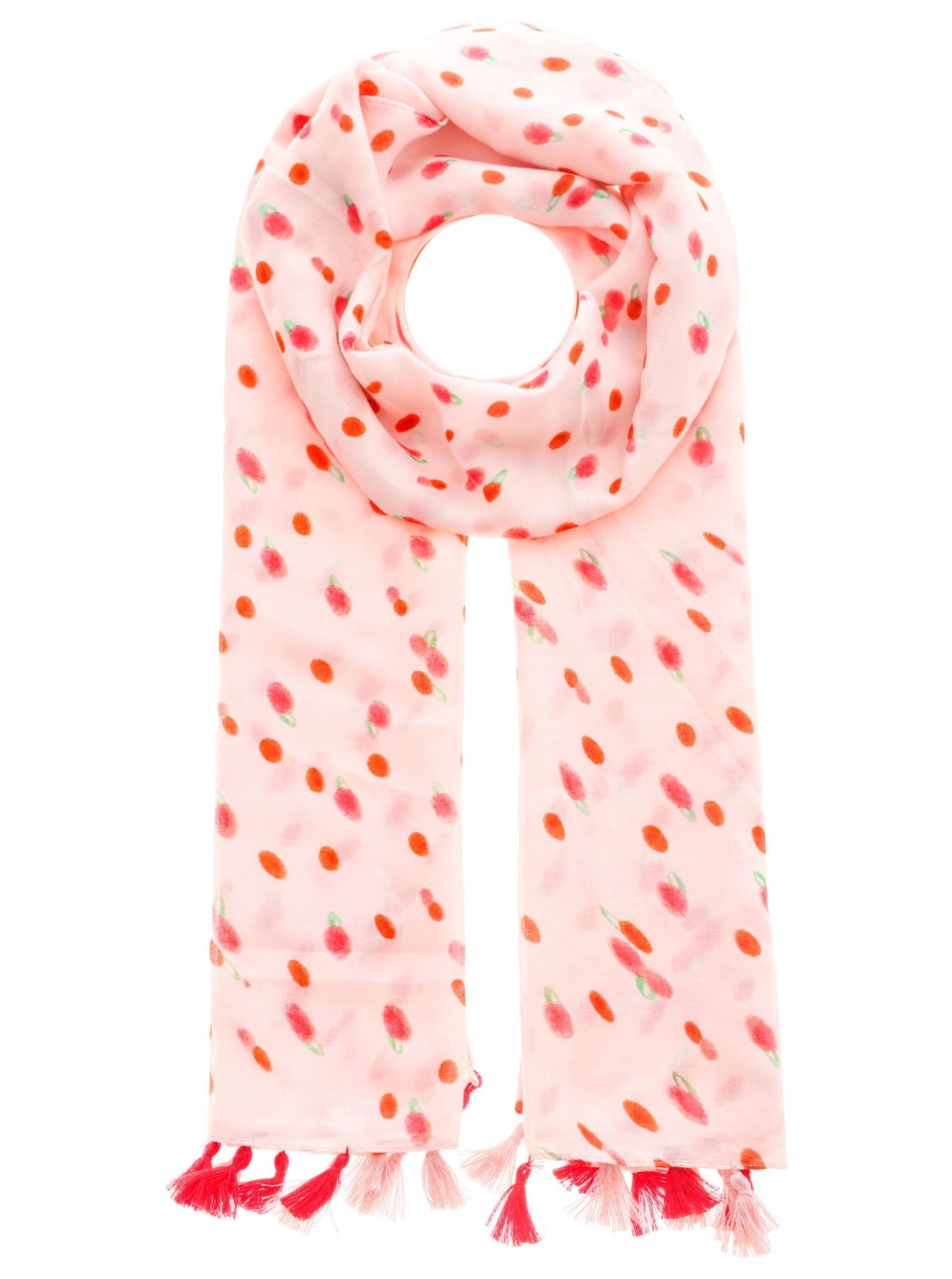 Zwillingsherz Damen Schal Kleine Kirschen pink