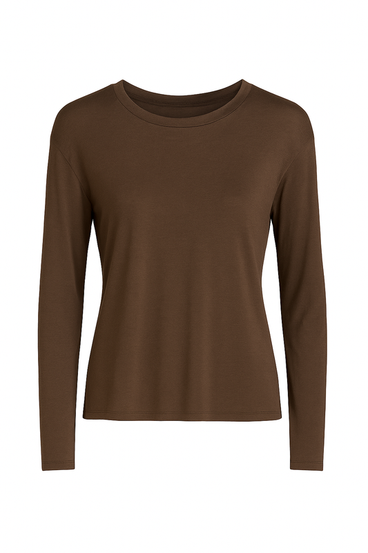 Larahutt Damen Shirt Feinwirk braun