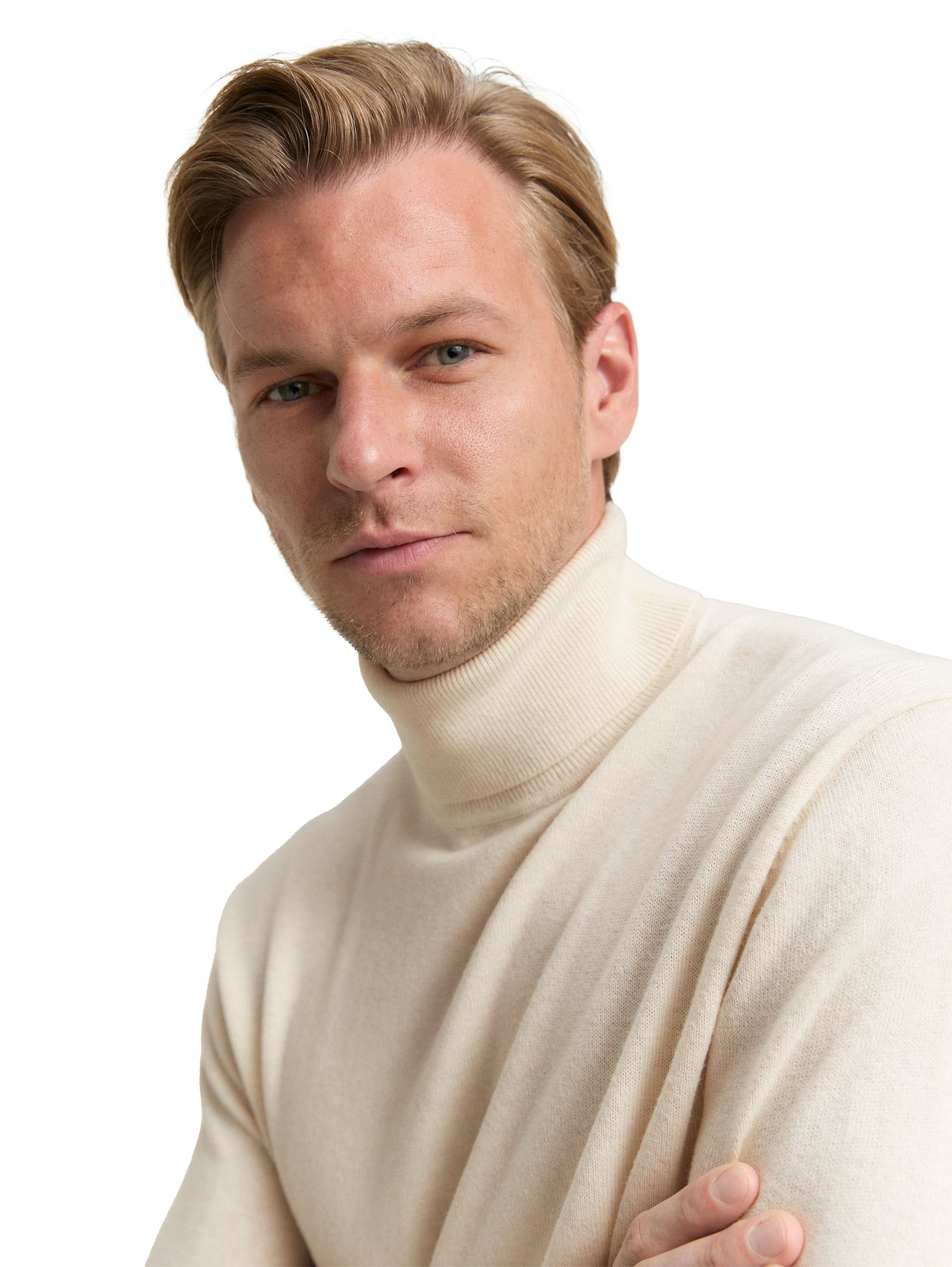 Tom Tailor Herren Rollkragenpullover weiß