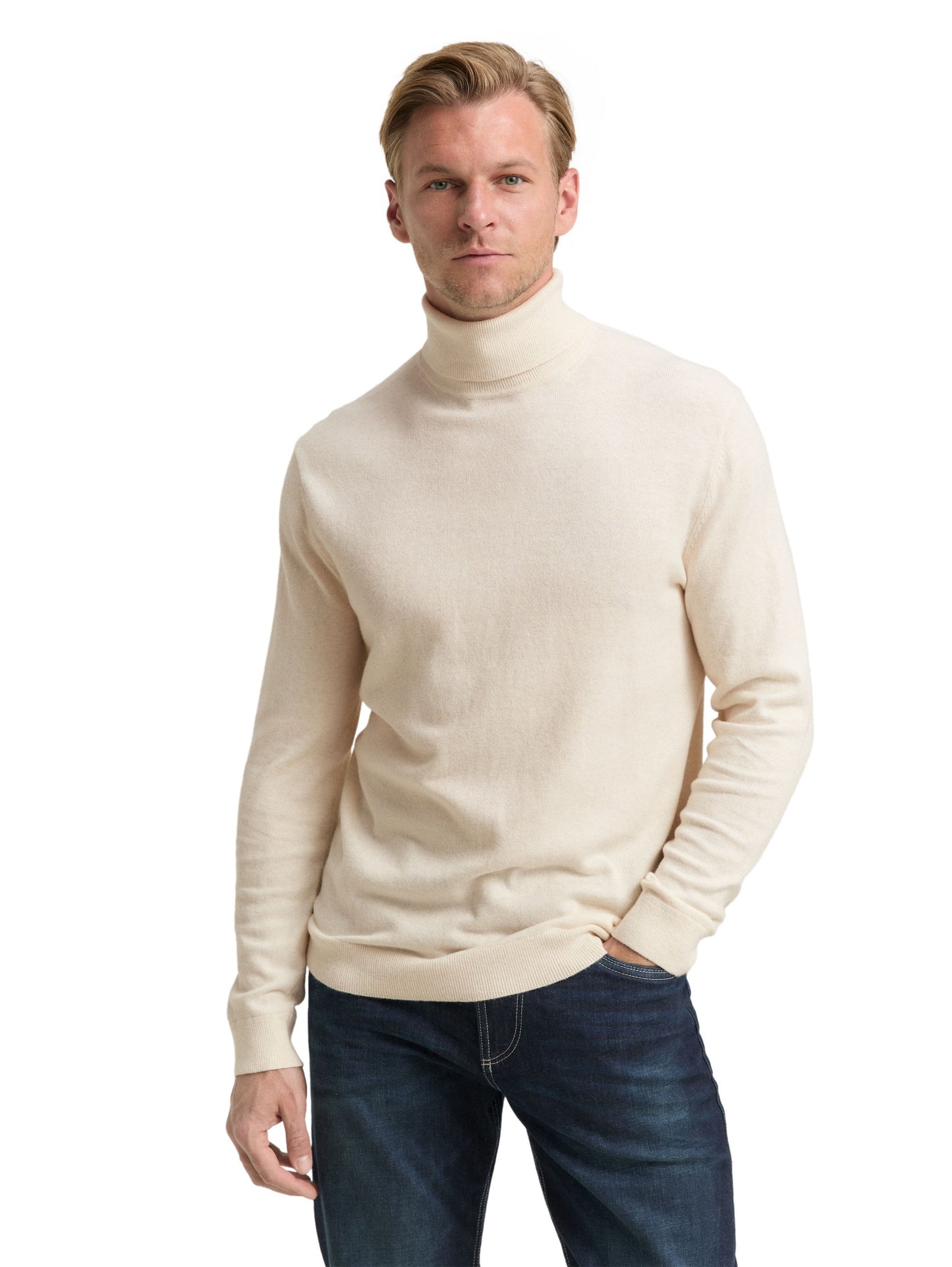 Tom Tailor Herren Rollkragenpullover weiß