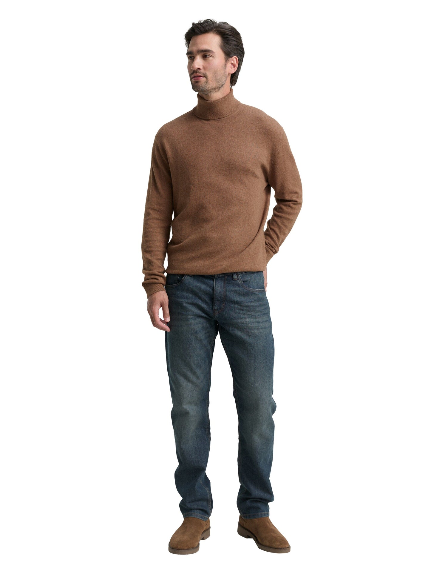 Tom Tailor Herren Rollkragenpullover braun