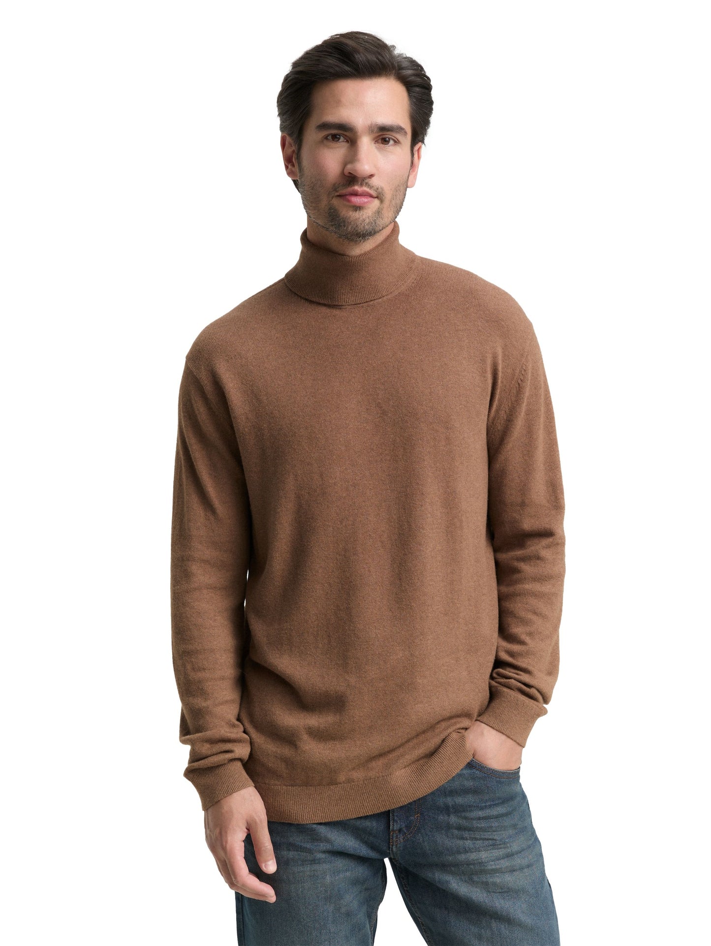 Tom Tailor Herren Rollkragenpullover braun