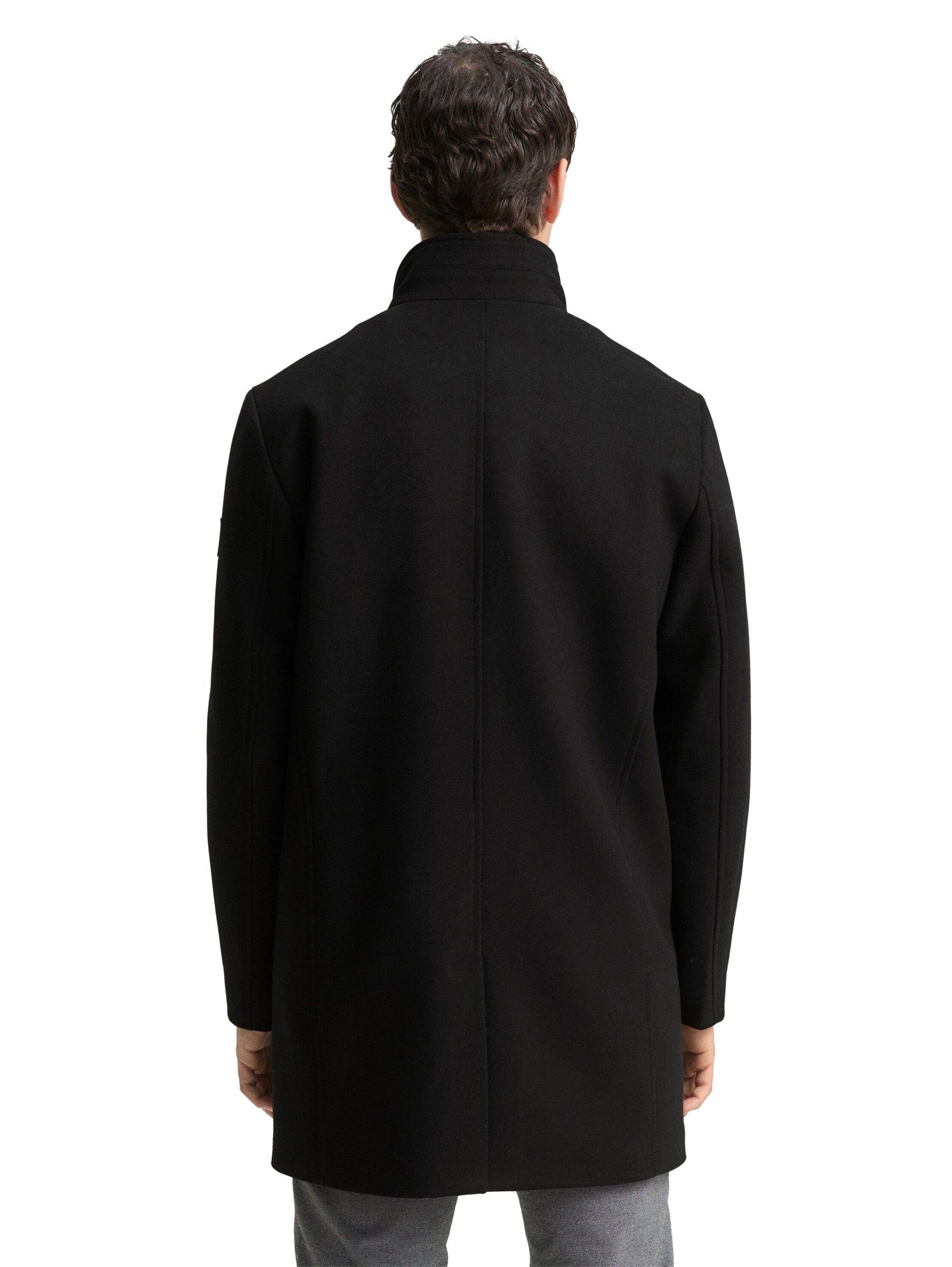 Tom Tailor Herren 2-in-1 Wollmantel schwarz
