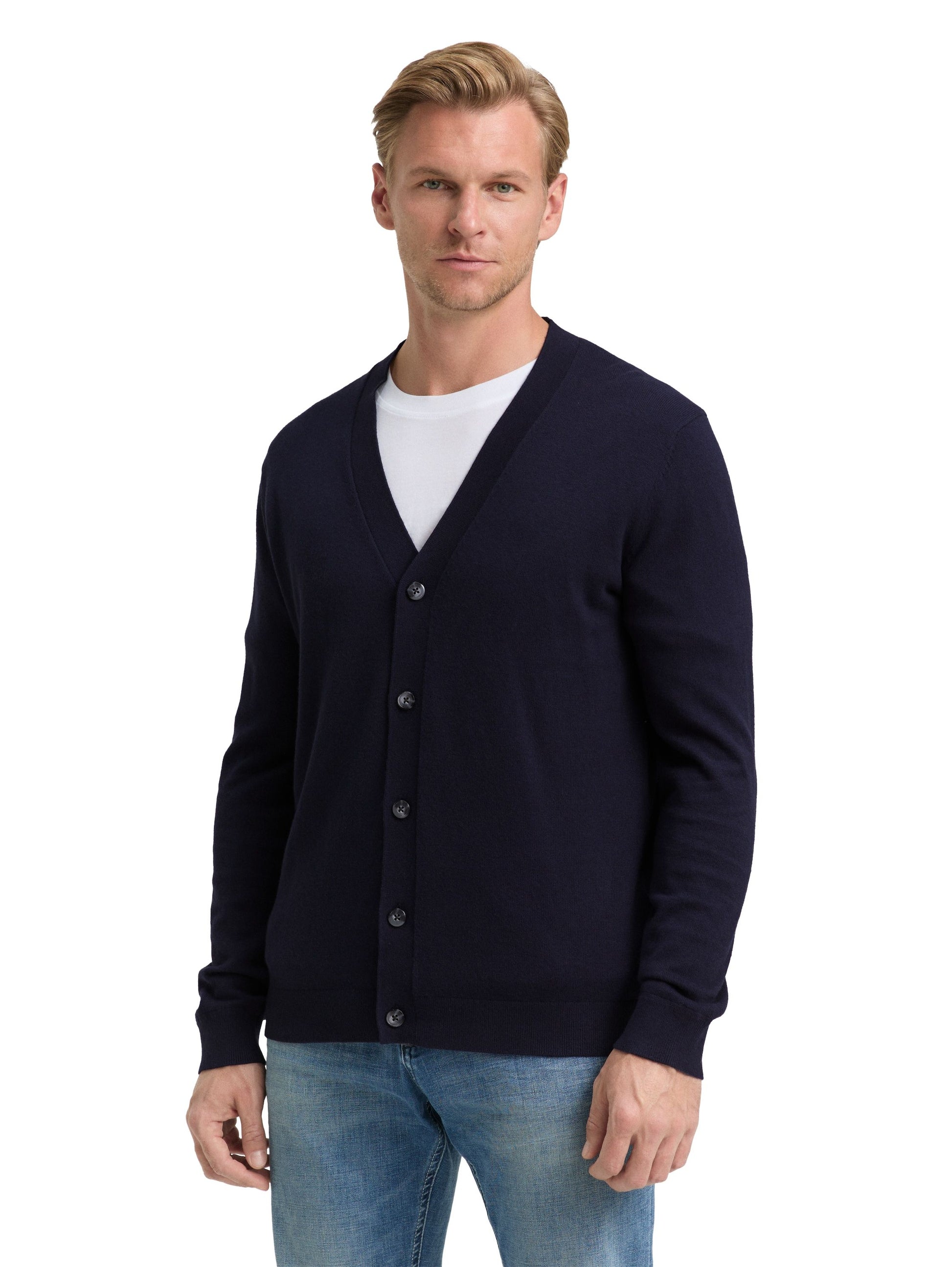 Tom Tailor Herren Stickjacke blau