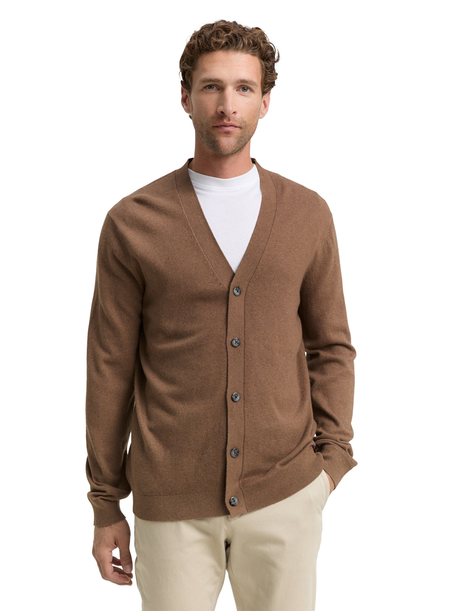 Tom Tailor Herren Strickjacke braun