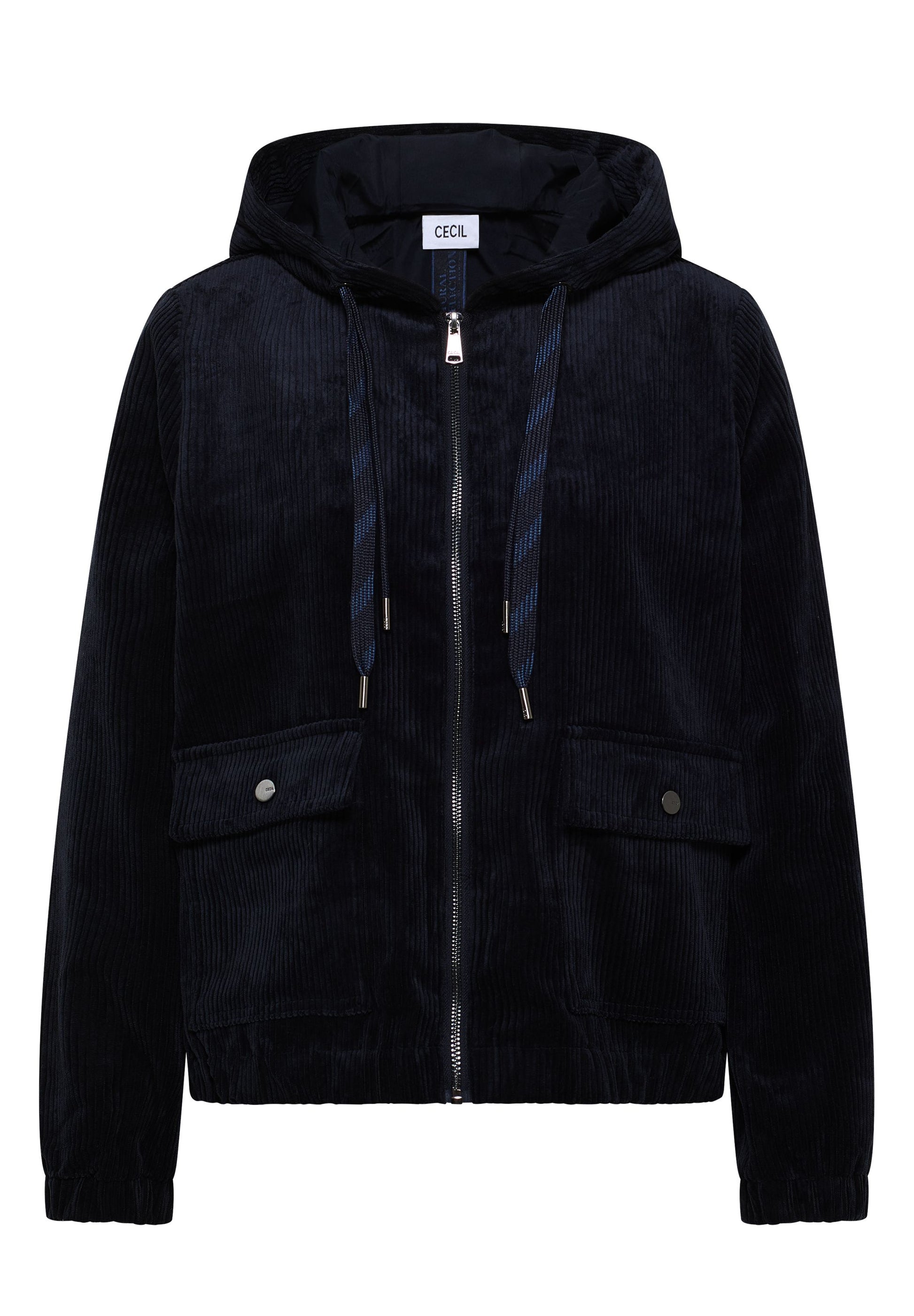 Cecil Damen Cordjacke mit Kapuze blau