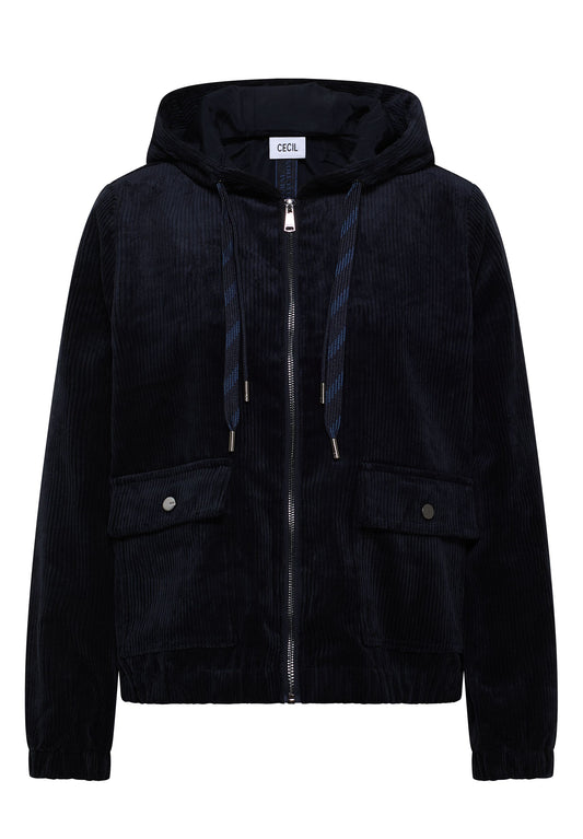 Cecil Damen Cordjacke mit Kapuze blau