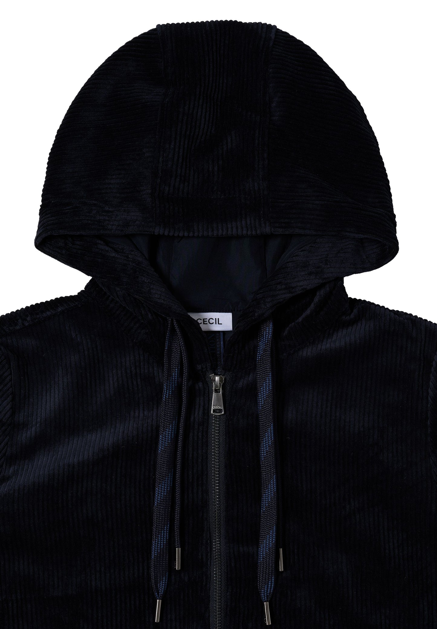 Cecil Damen Cordjacke mit Kapuze blau