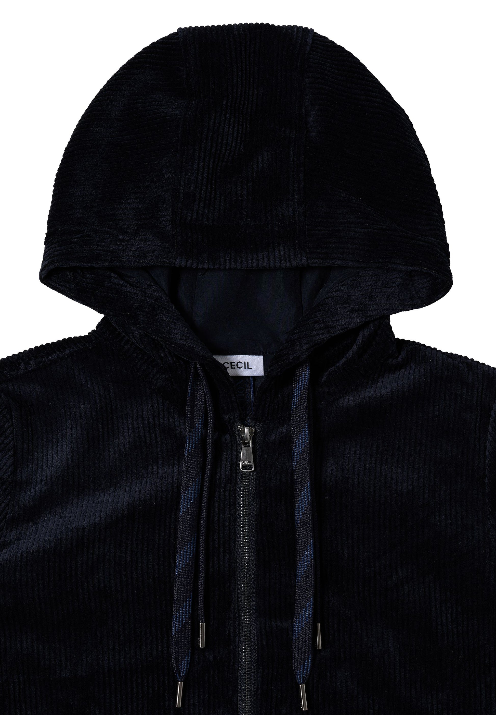 Cecil Damen Cordjacke mit Kapuze blau