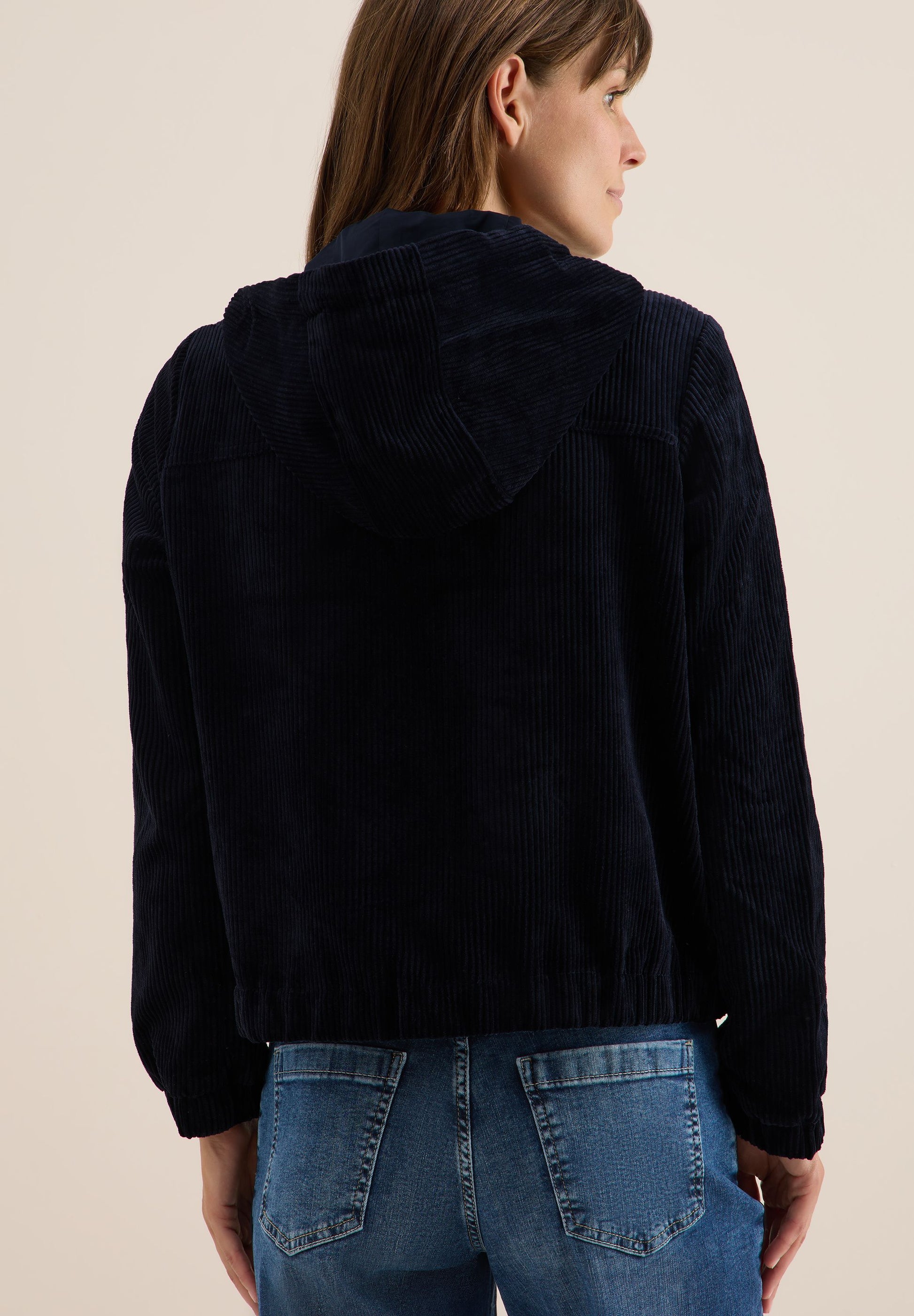 Cecil Damen Cordjacke mit Kapuze blau