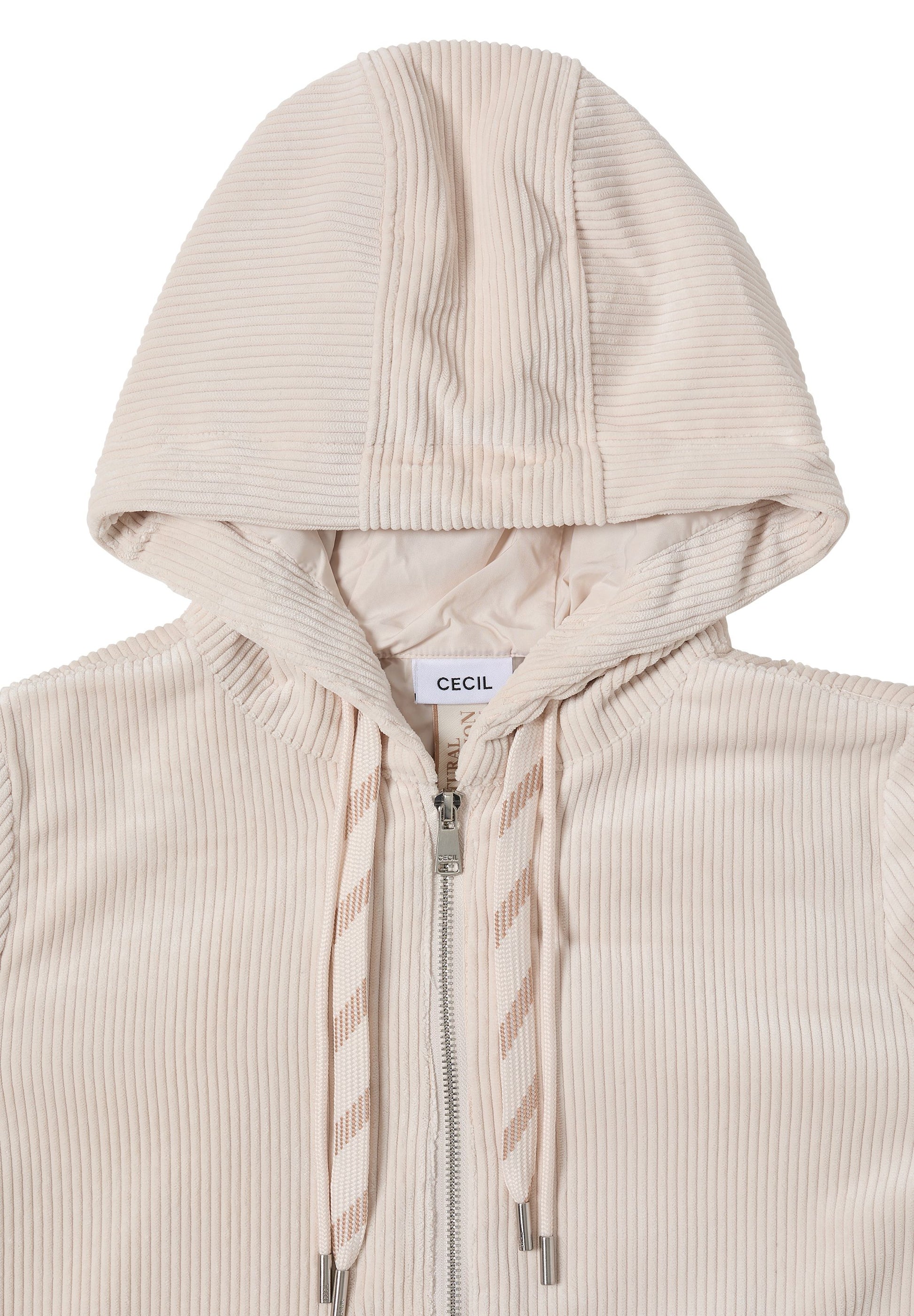 Cecil Damen Cordjacke mit Kapuze beige