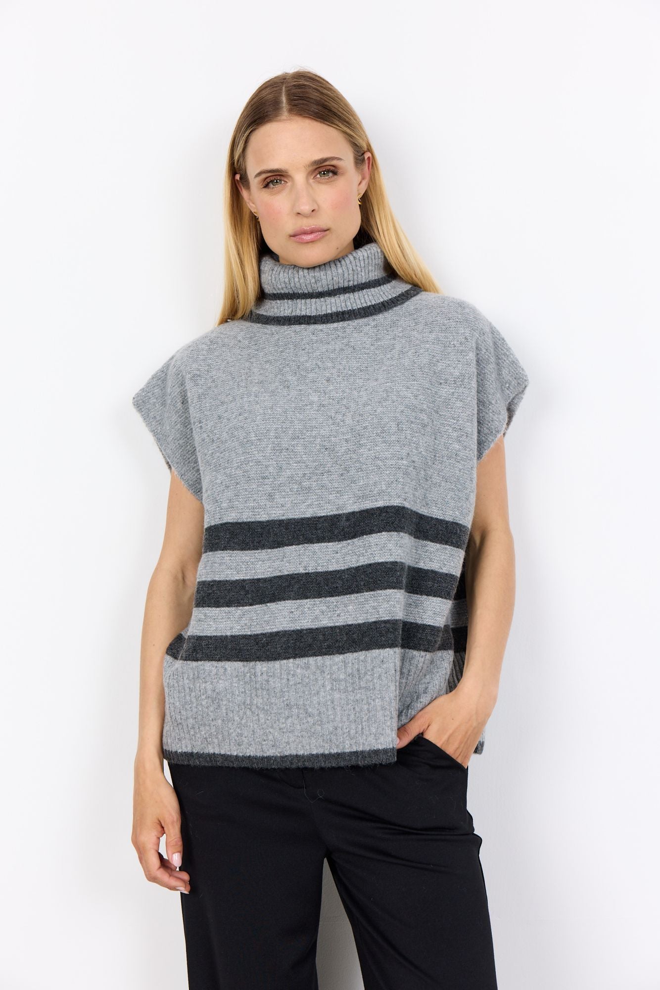 Soyaconcept Damen Strickweste grau