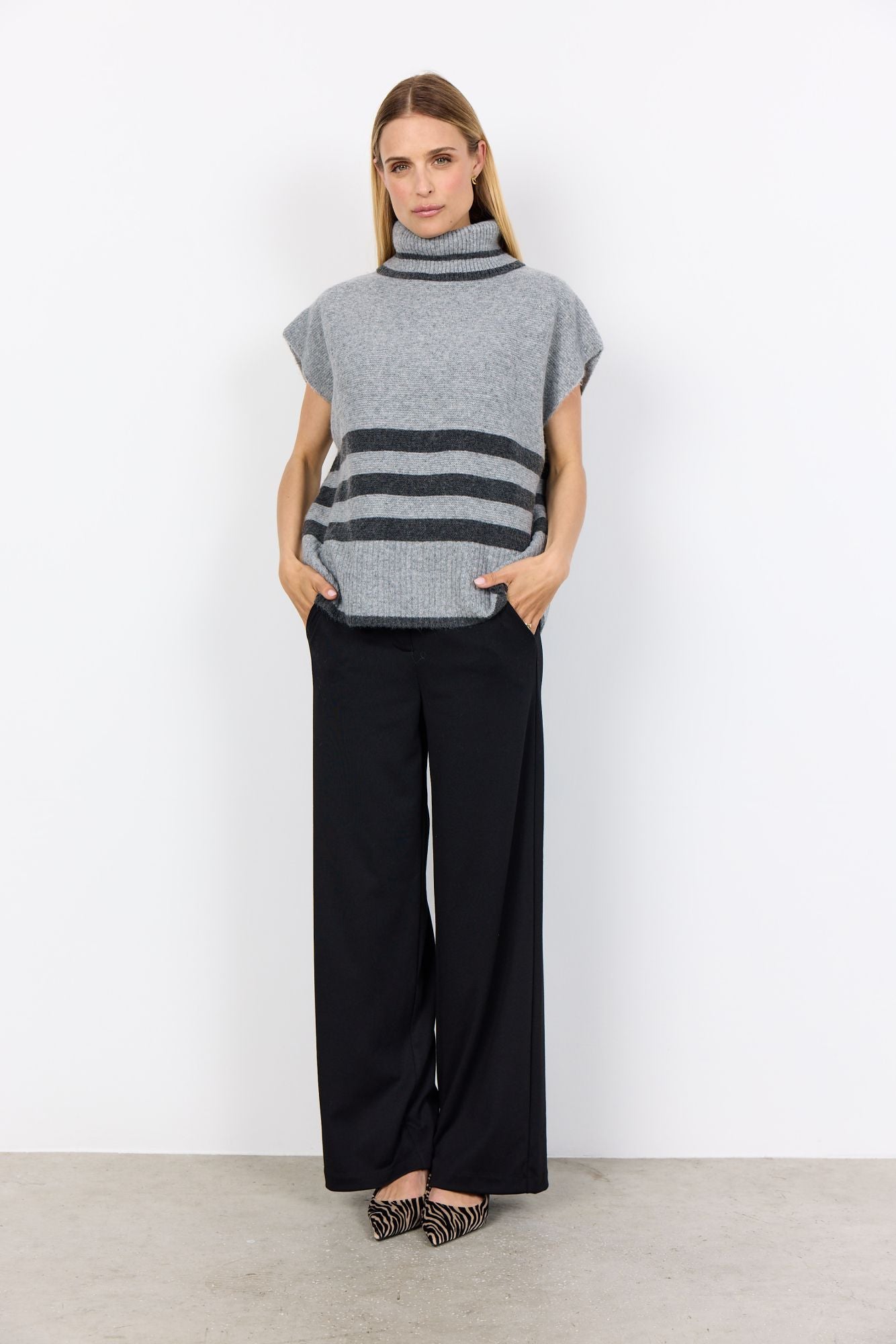 Soyaconcept Damen Strickweste grau