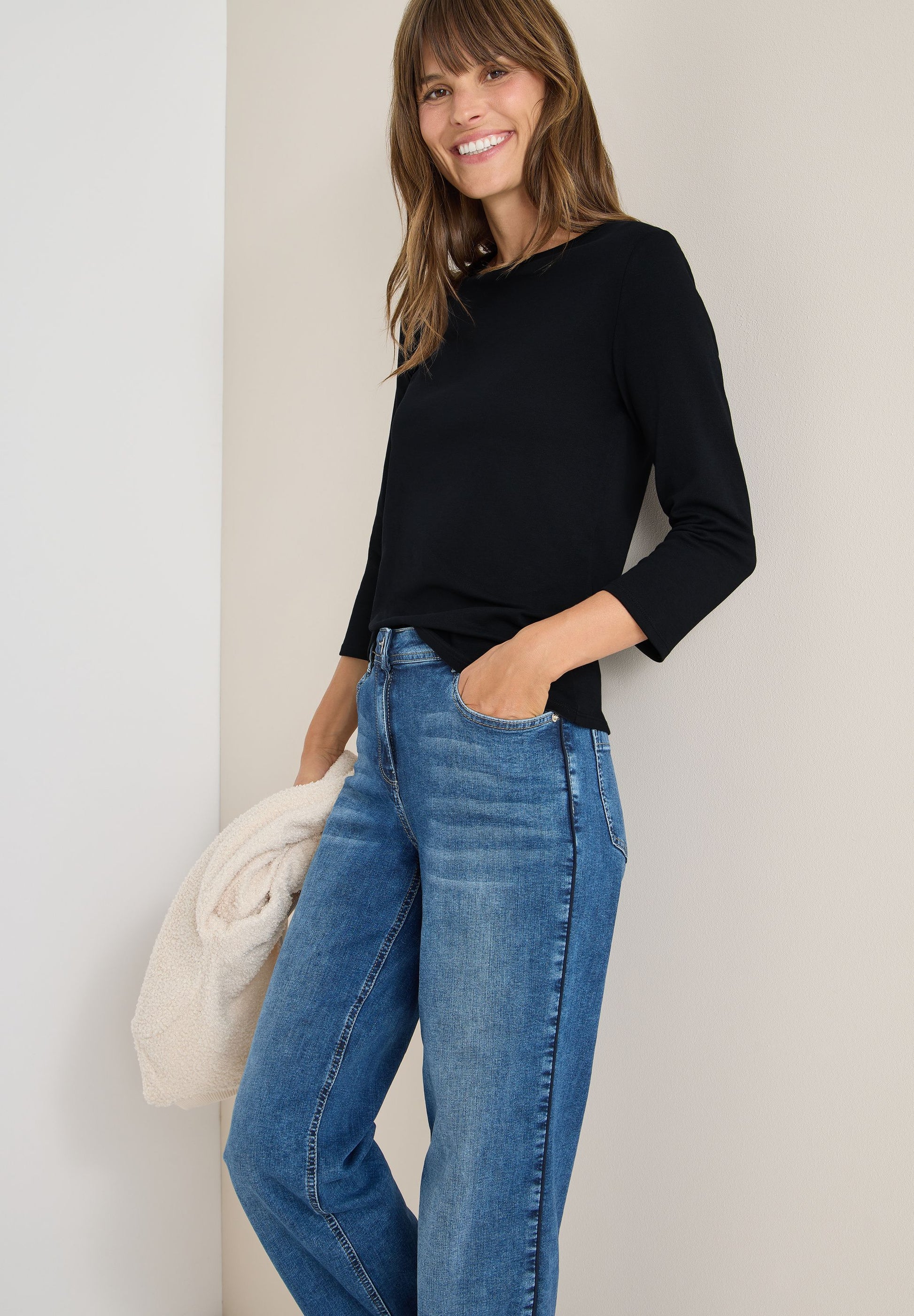 Cecil Damen Basic Shirt schwarz