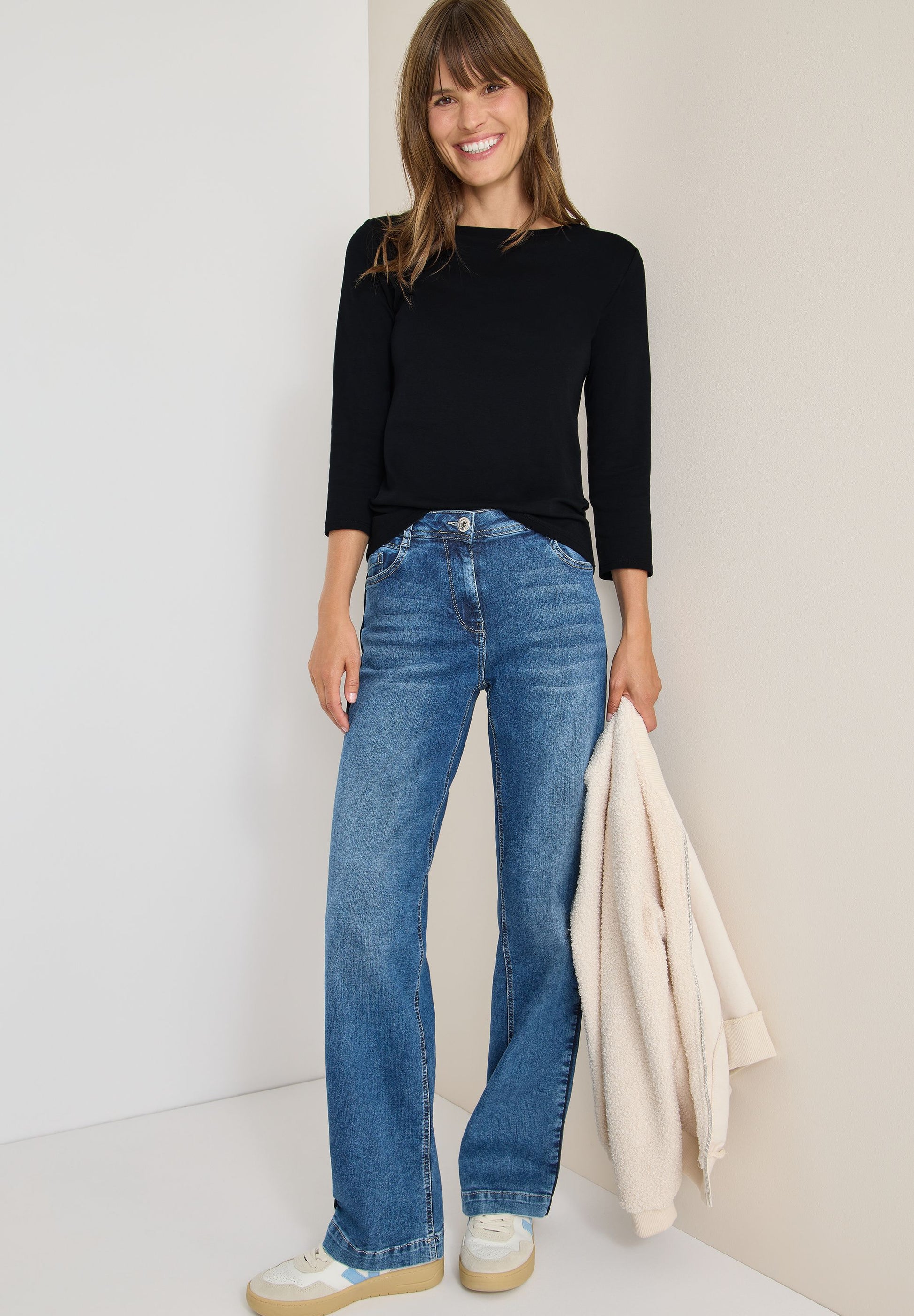 Cecil Damen Basic Shirt schwarz
