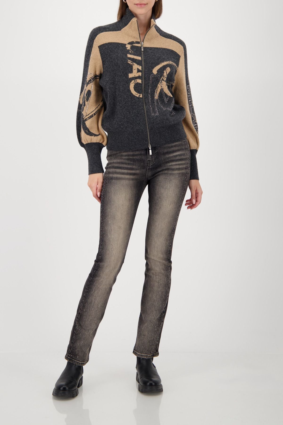 Monari Damen Jeans grau