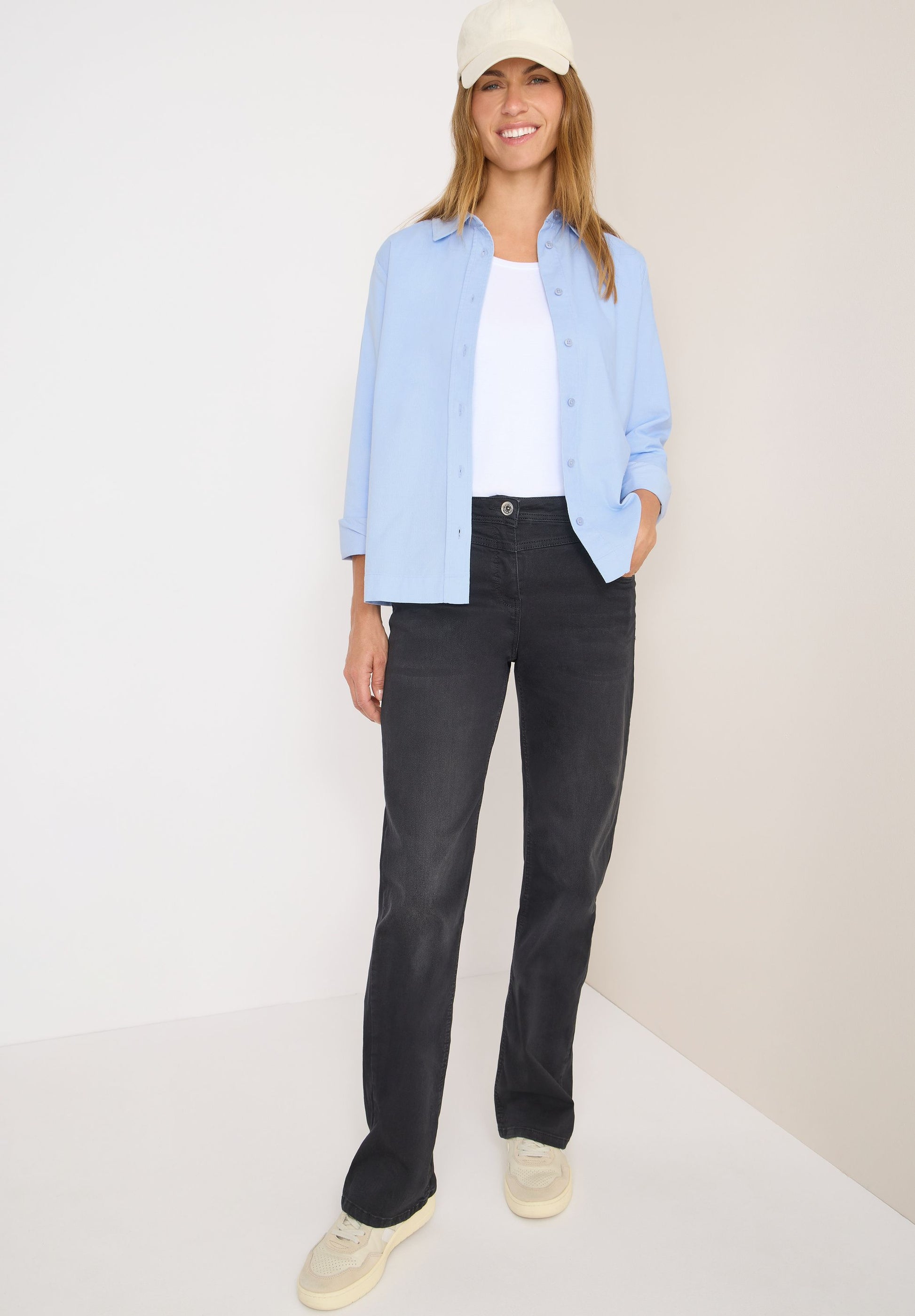 Cecil Damen Cord Hemdbluse blau