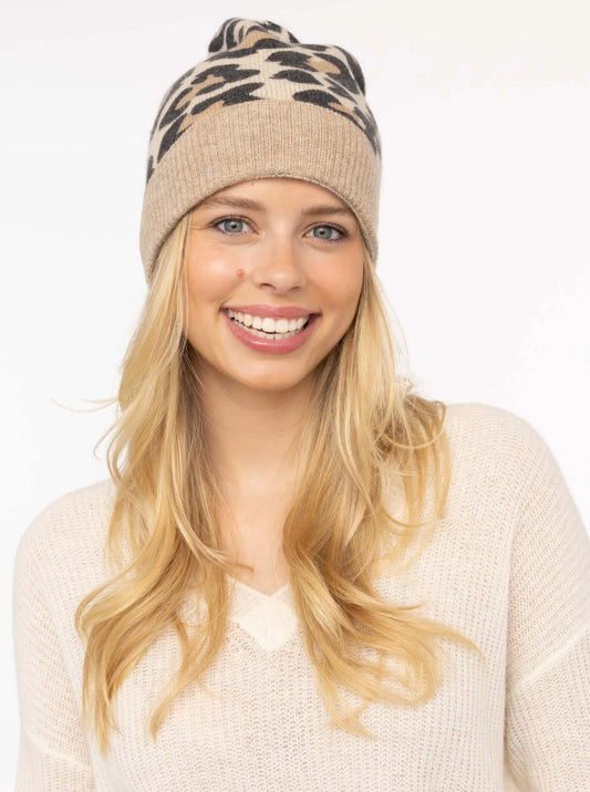 Zwillingsherz Damen Cashmere Mütze "Leo" ZH25172 beige