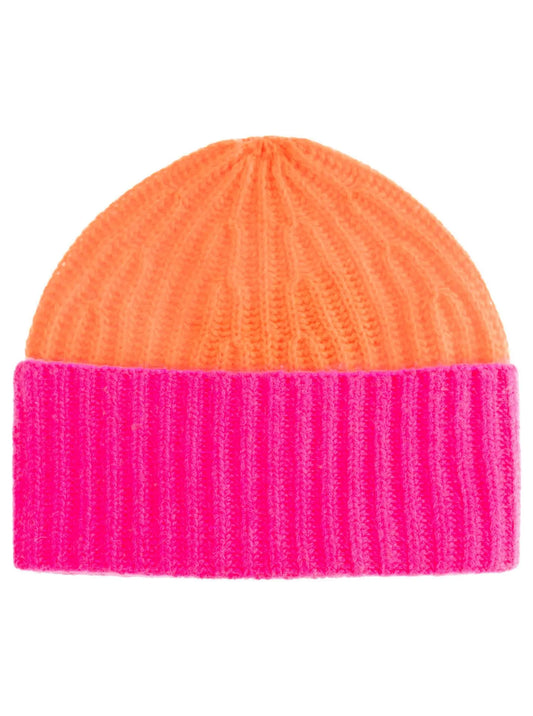 Zwillingsherz Damen Grobstrickmütze "Zweifarbig" pink