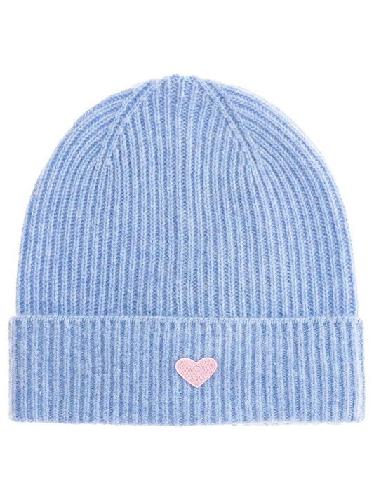Zwillingsherz Damen Umschlagmütze Rippe "Herz" blau