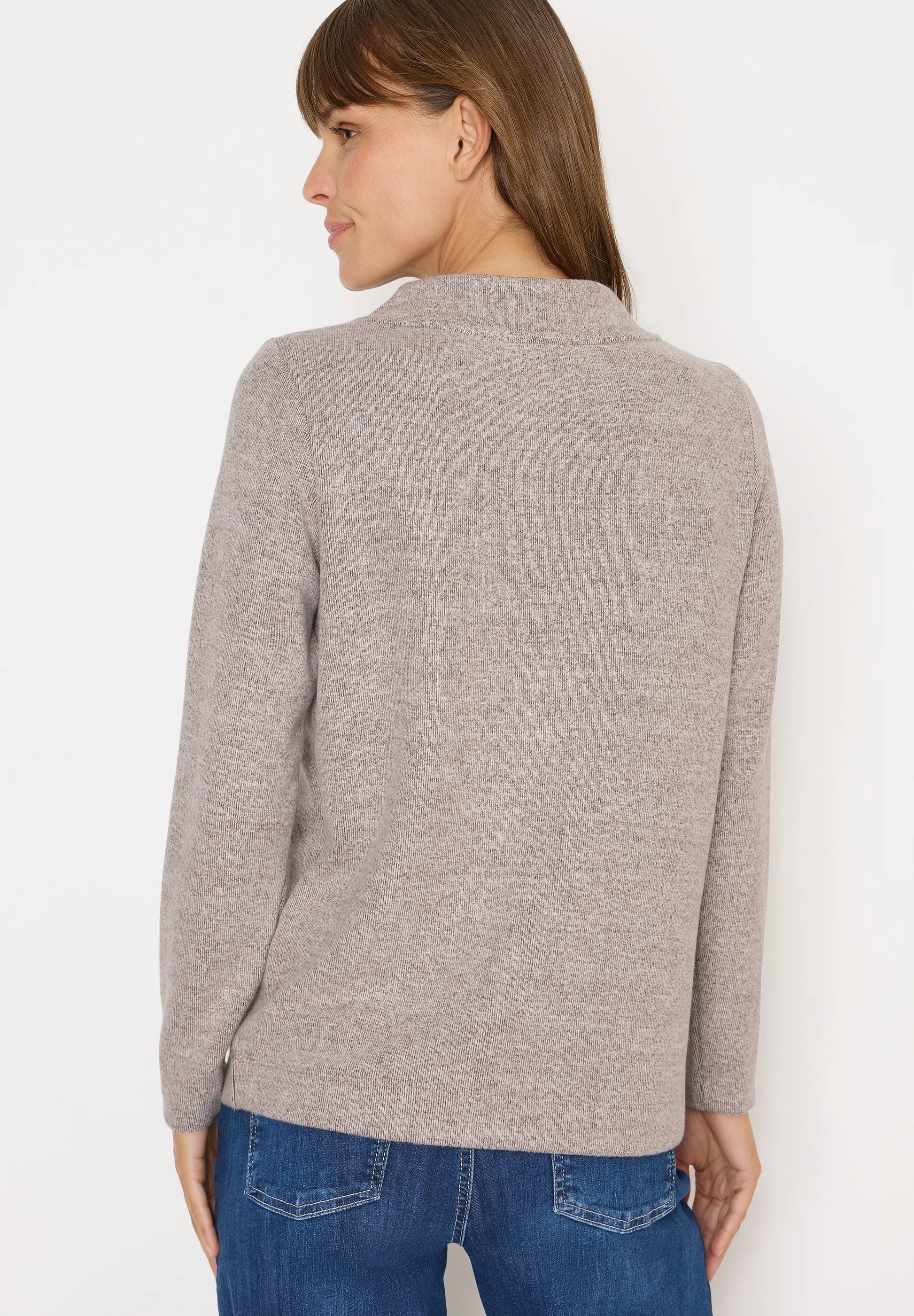 Cecil – Cecil Damen Funnelneck Melange Rippshirt