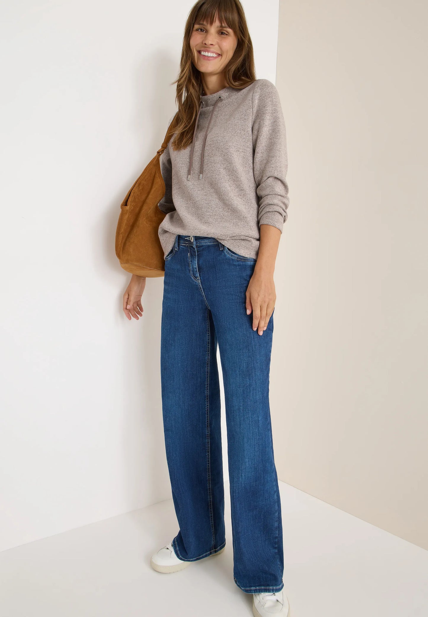 Cecil – Cecil Damen Funnelneck Melange Rippshirt