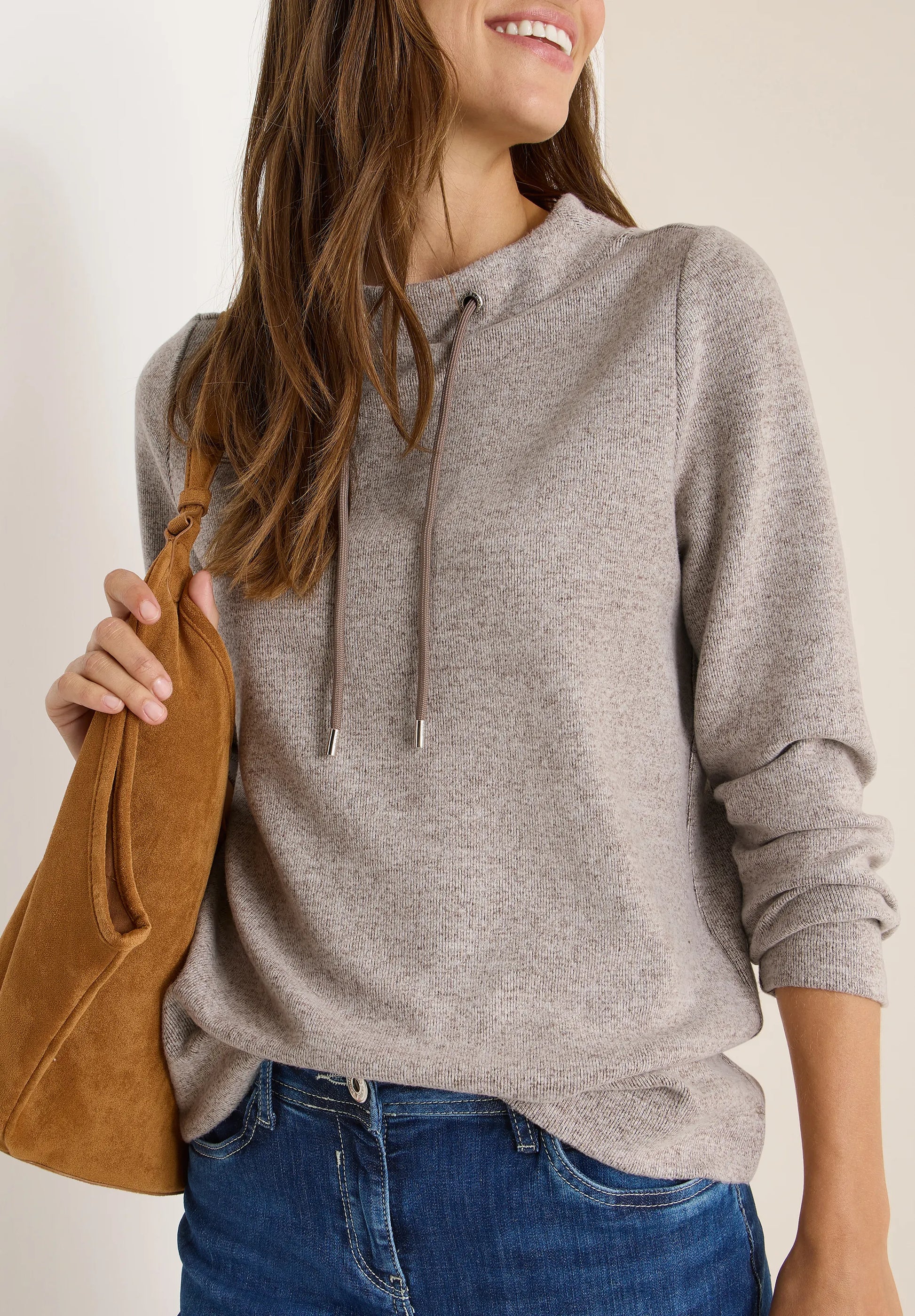 Cecil – Cecil Damen Funnelneck Melange Rippshirt