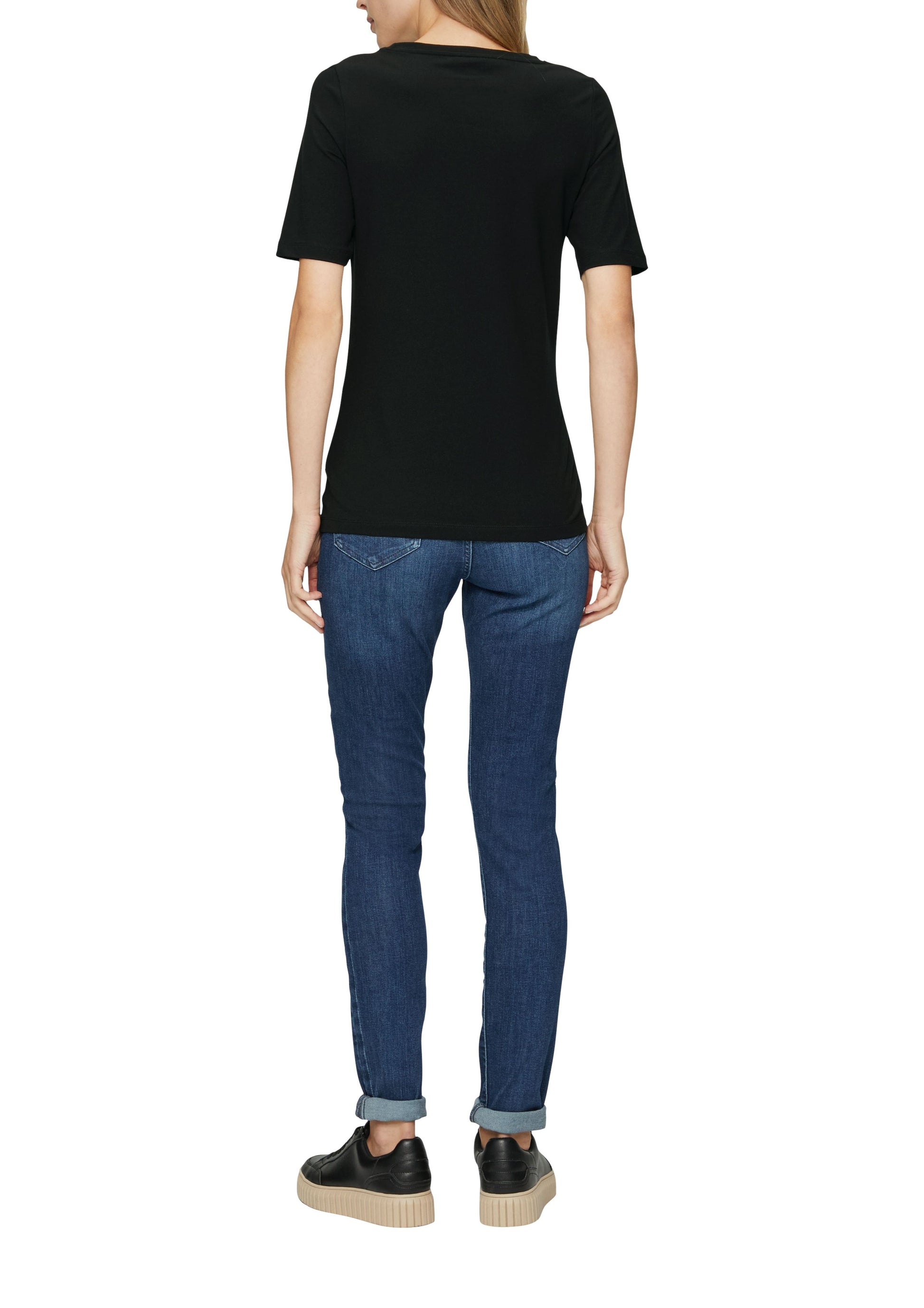 s.Oliver Damen T-Shirt schwarz