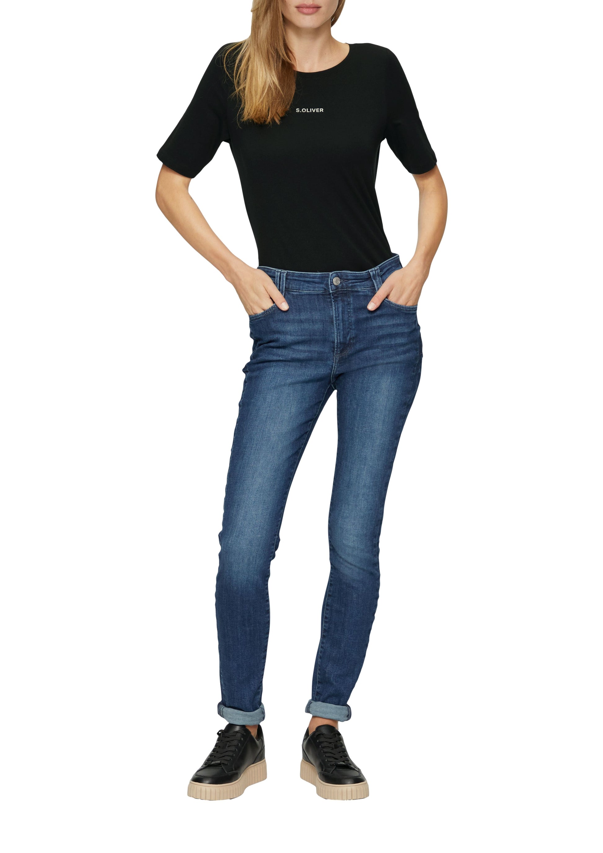 s.Oliver Damen T-Shirt schwarz