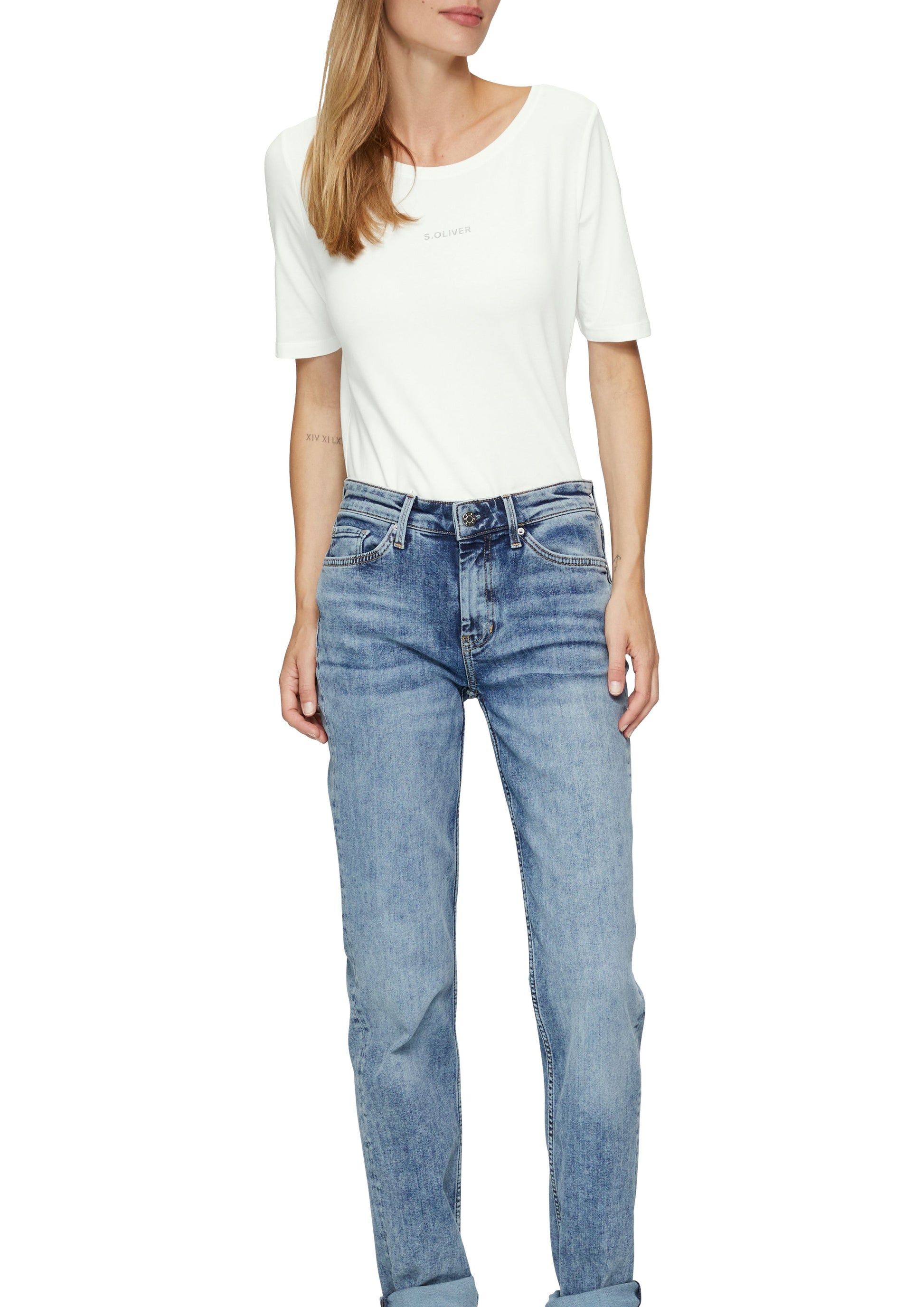 s.Oliver Damen T-Shirt weiß