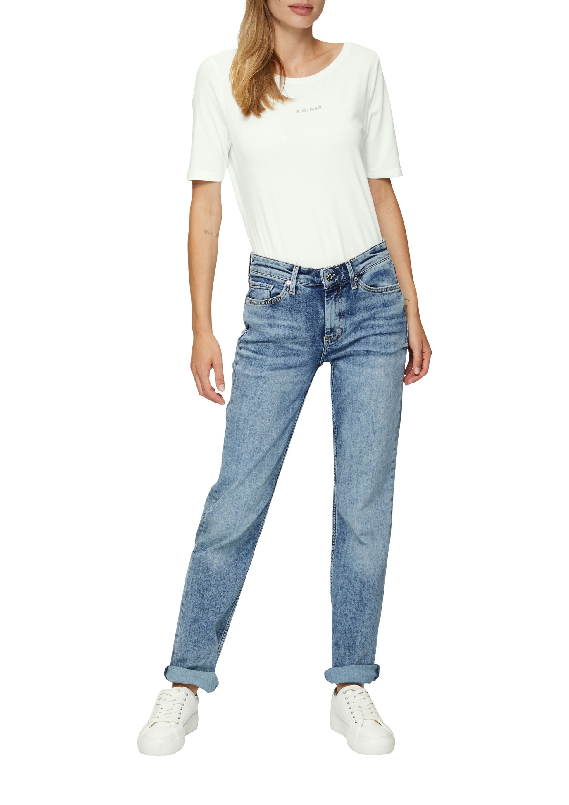 s.Oliver Damen T-Shirt weiß