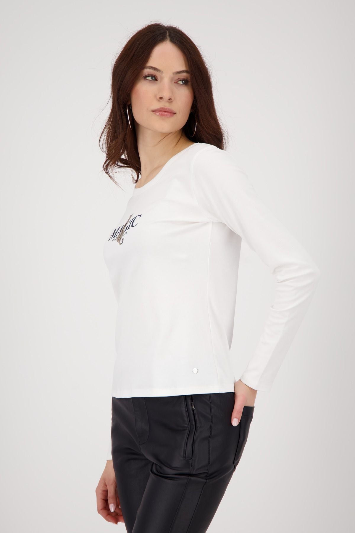 Monari Damen Langarmshirt weiß