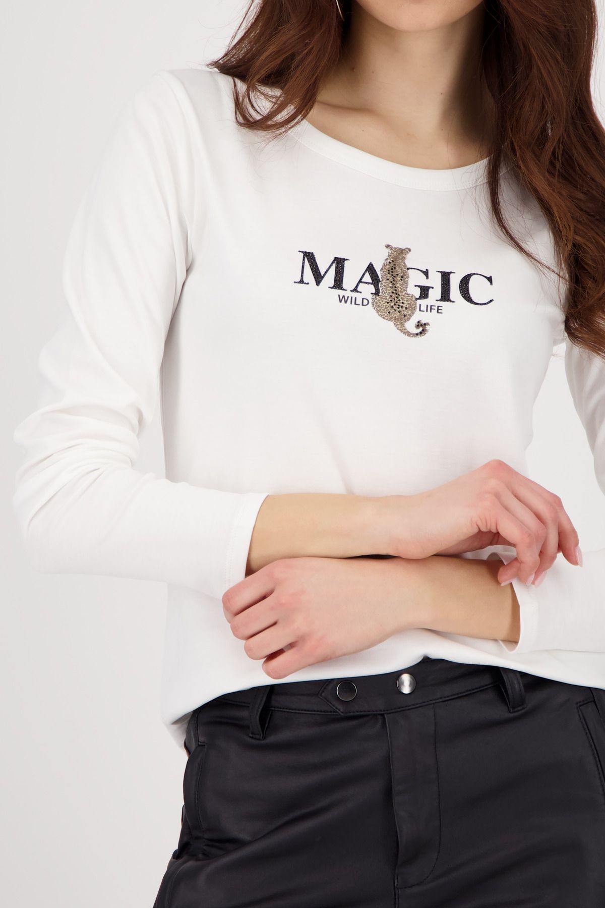 Monari Damen Langarmshirt weiß