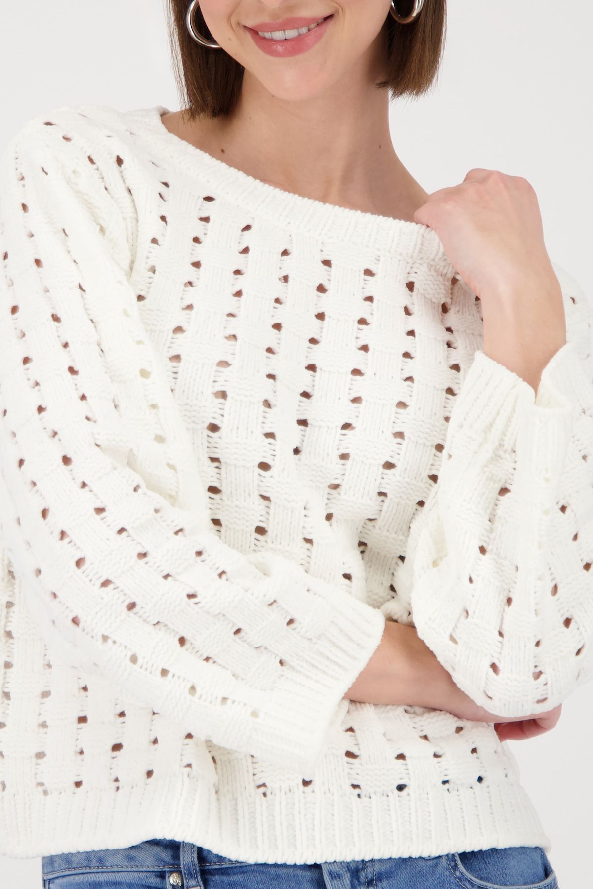 Monari Damen Pullover weiß