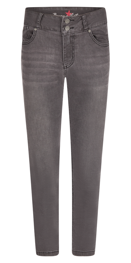Buena Vista Damen Jeans Tummyless cropped stretch denim grau