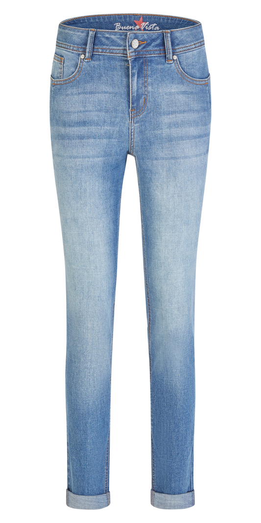 Buena Vista Damen Jeans Malibu-Zip high stretch denim blau