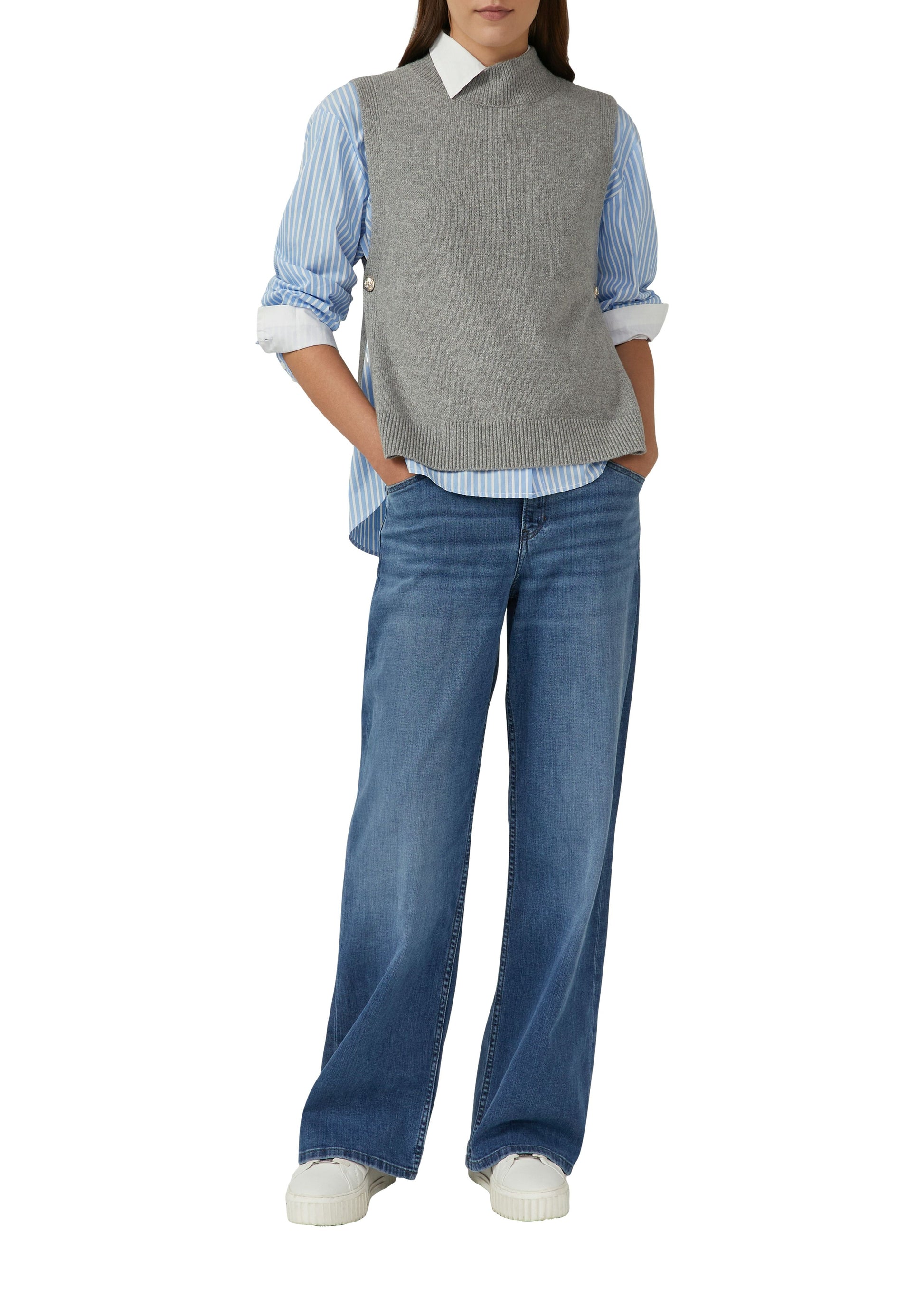 s.Oliver Damen Strickweste grau