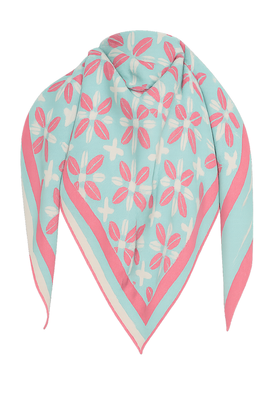 Zwillingsherz Damen Dreieckstuch "Happy Blumen" blau