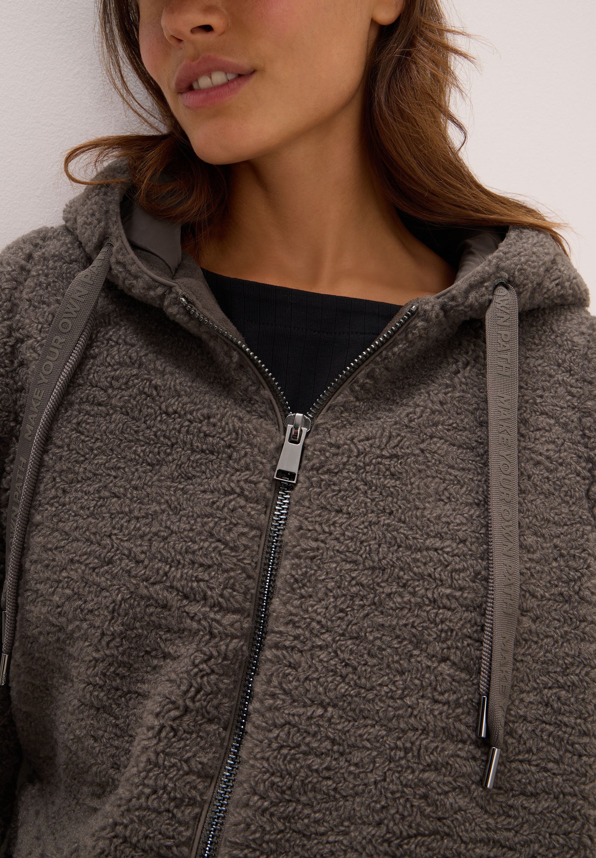 Cecil – Cecil Damen Teddy Mantel mit Kapuze