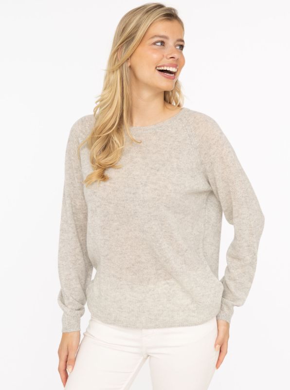 Zwillingsherz Damen 100% Cashmere Pullover "Blogger Style" grau