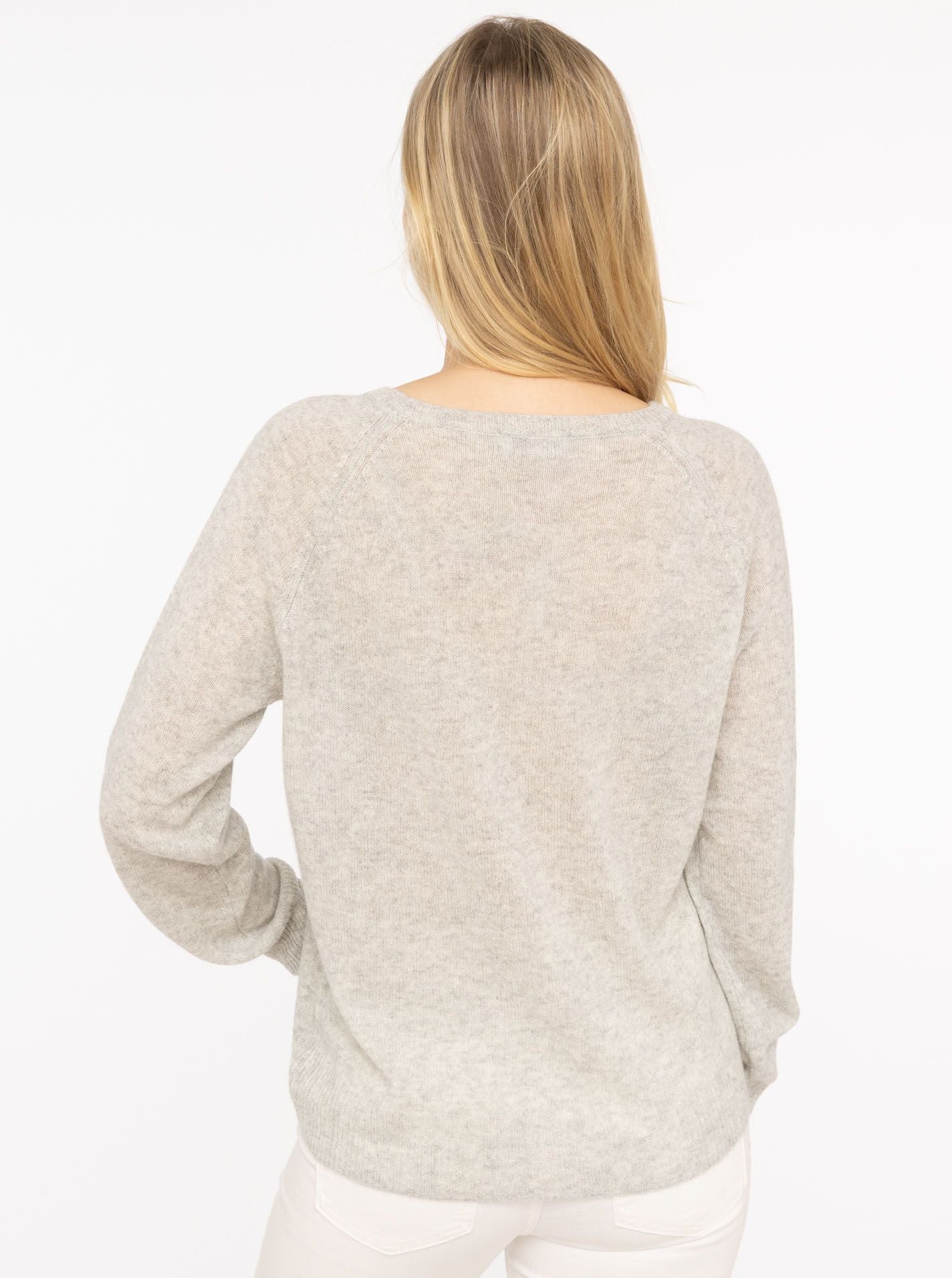 Zwillingsherz Damen 100% Cashmere Pullover "Blogger Style" grau