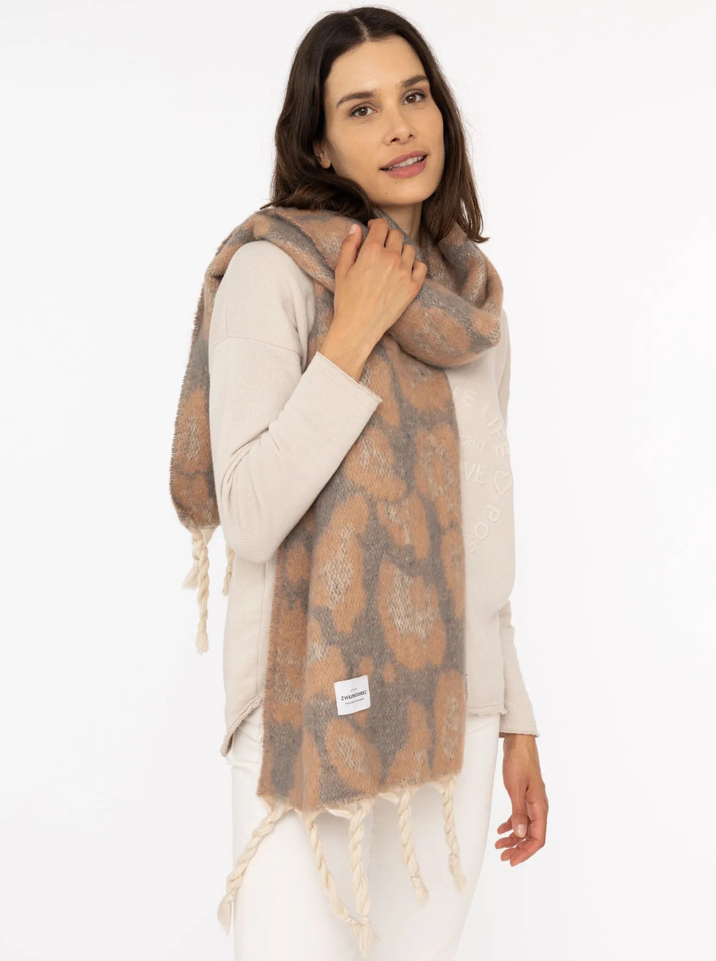 Kurt Kölln – Zwillingsherz Damen XXL Big scarf Leo & Tassel