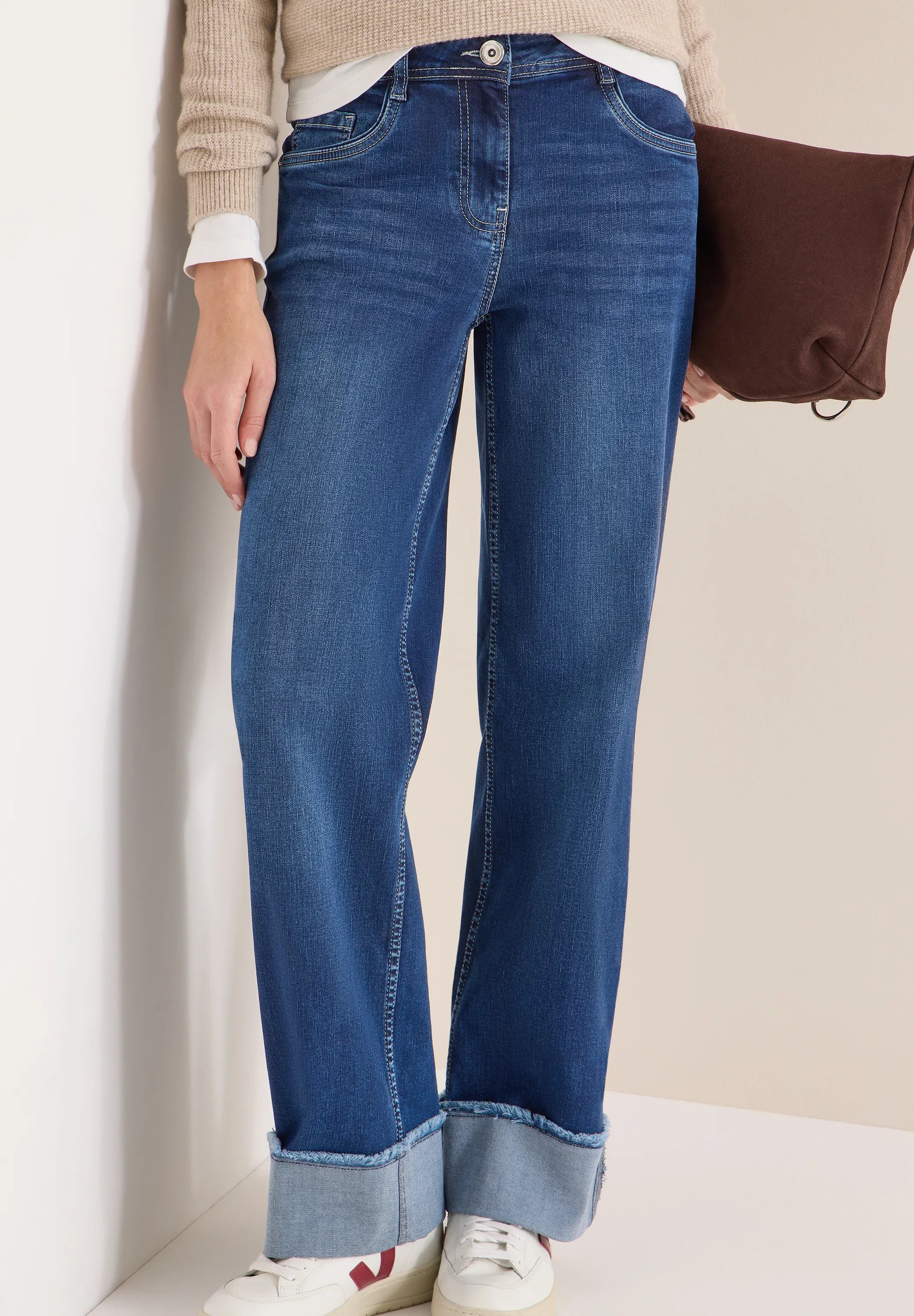 Cecil – Cecil Damen Wide Leg Washed-Look Jeans