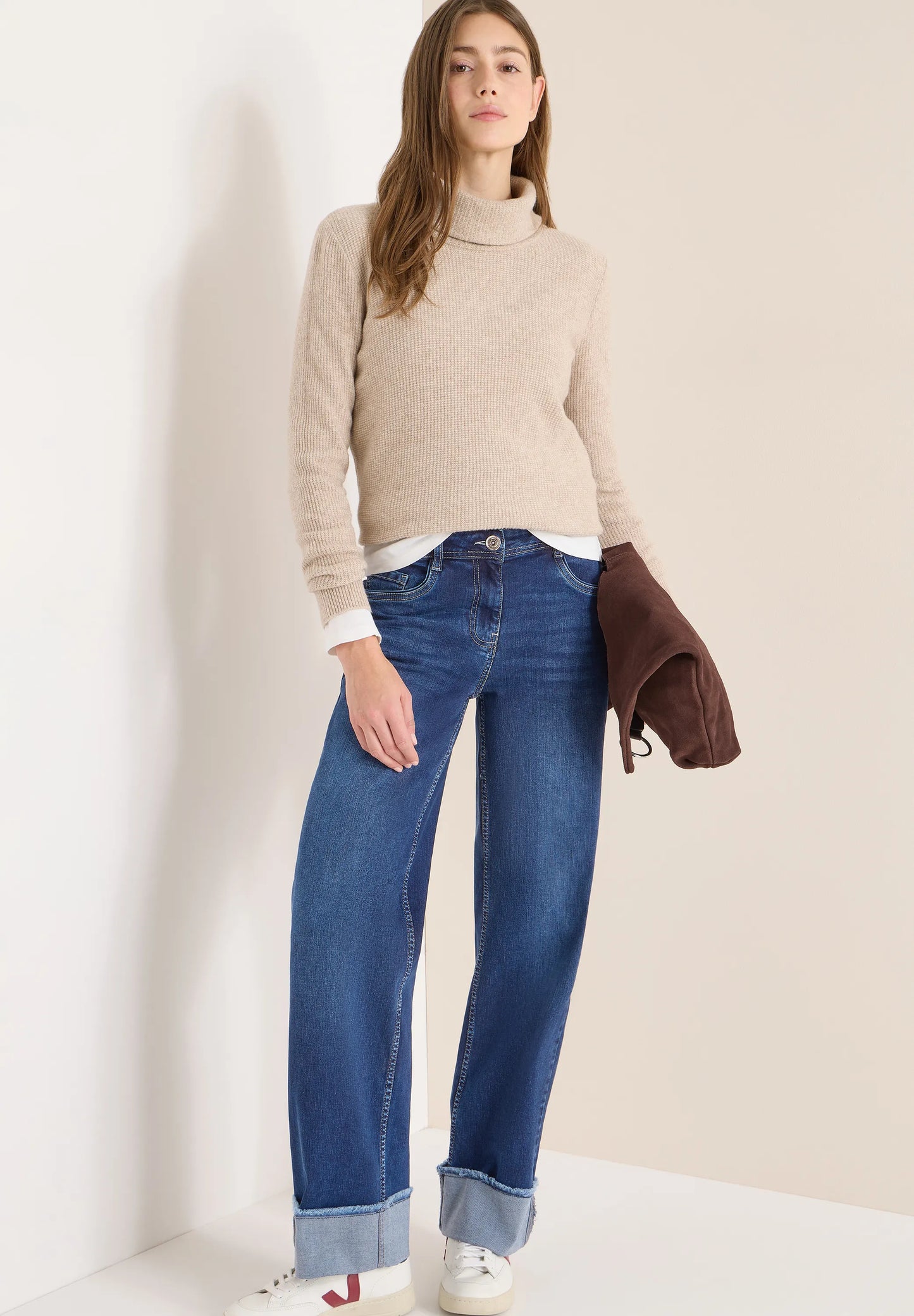 Cecil – Cecil Damen Wide Leg Washed-Look Jeans
