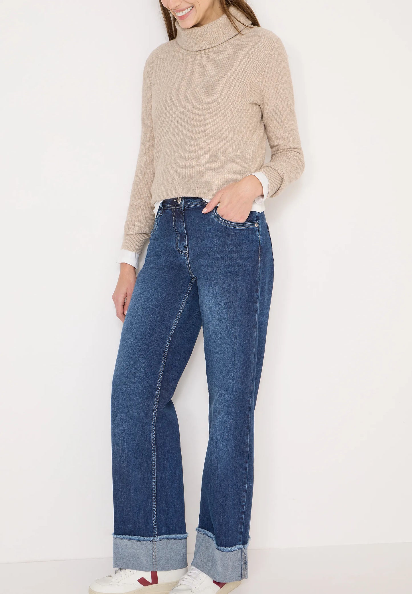 Cecil – Cecil Damen Wide Leg Washed-Look Jeans