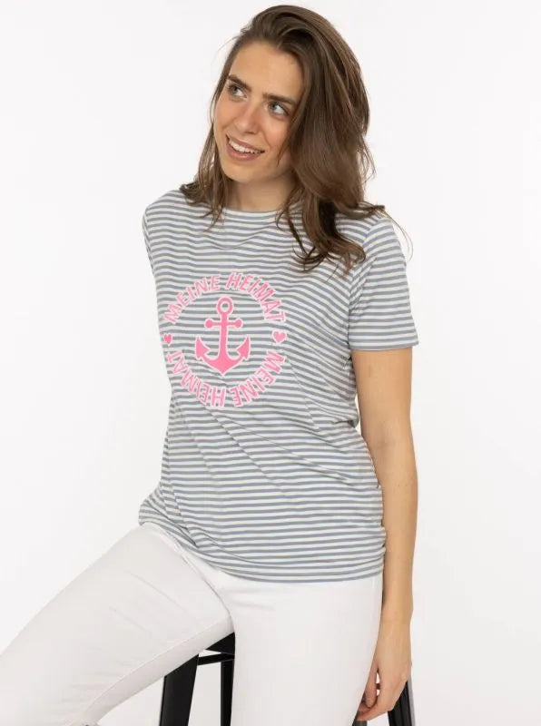 Kurt Kölln – Zwillingsherz Damen T-Shirt Streifen "Heimat Anker"