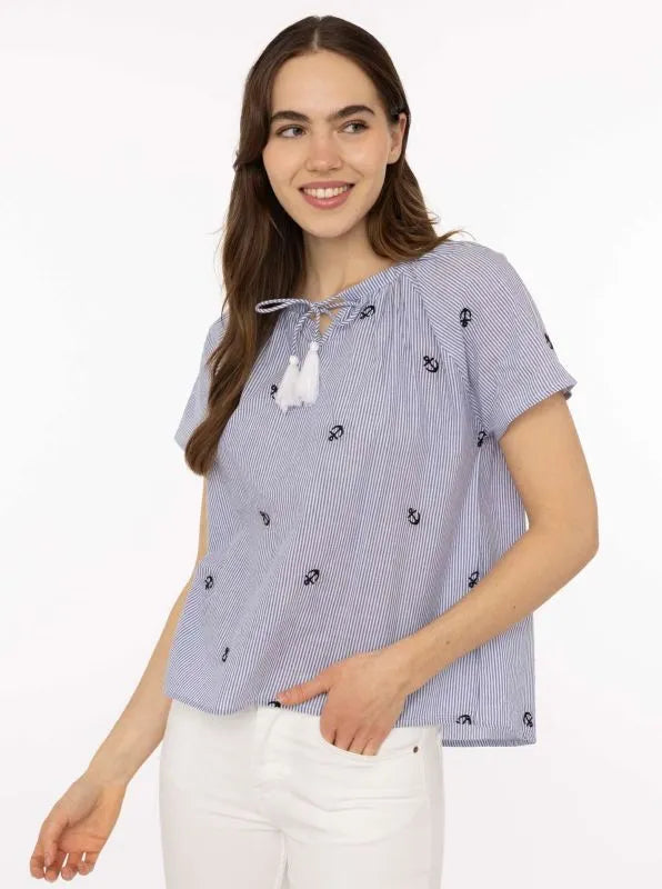 Kurt Kölln – Zwillingsherz Damen Bluse Kurzarm "Stripe&Stitch"